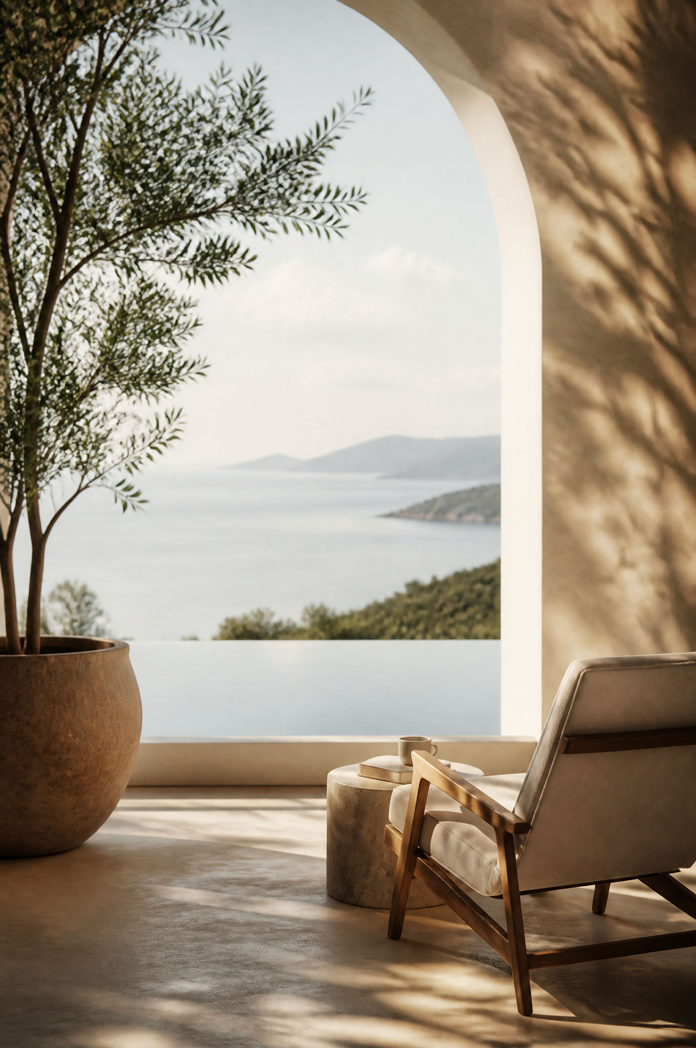 Minimalist Terrace Overlooking the Mediterranean Sea