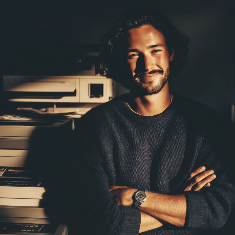 Warmly Lit Portrait of Man in Office
