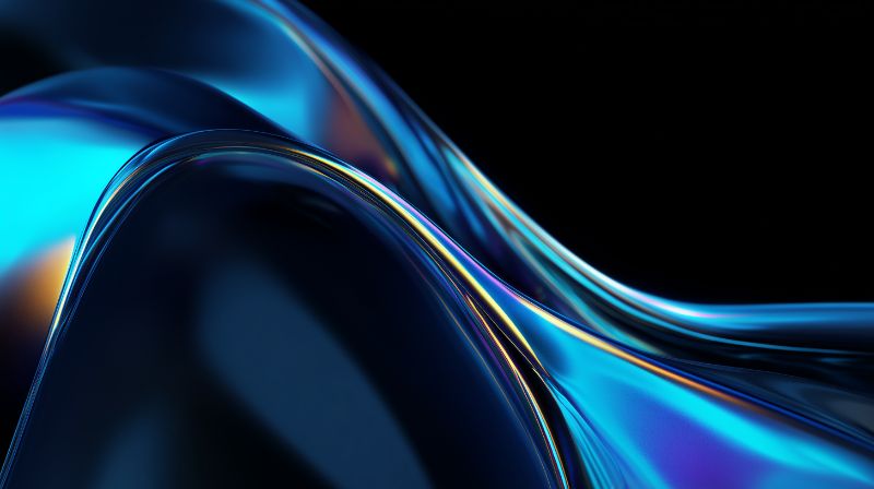 Abstract blue liquid waves on black