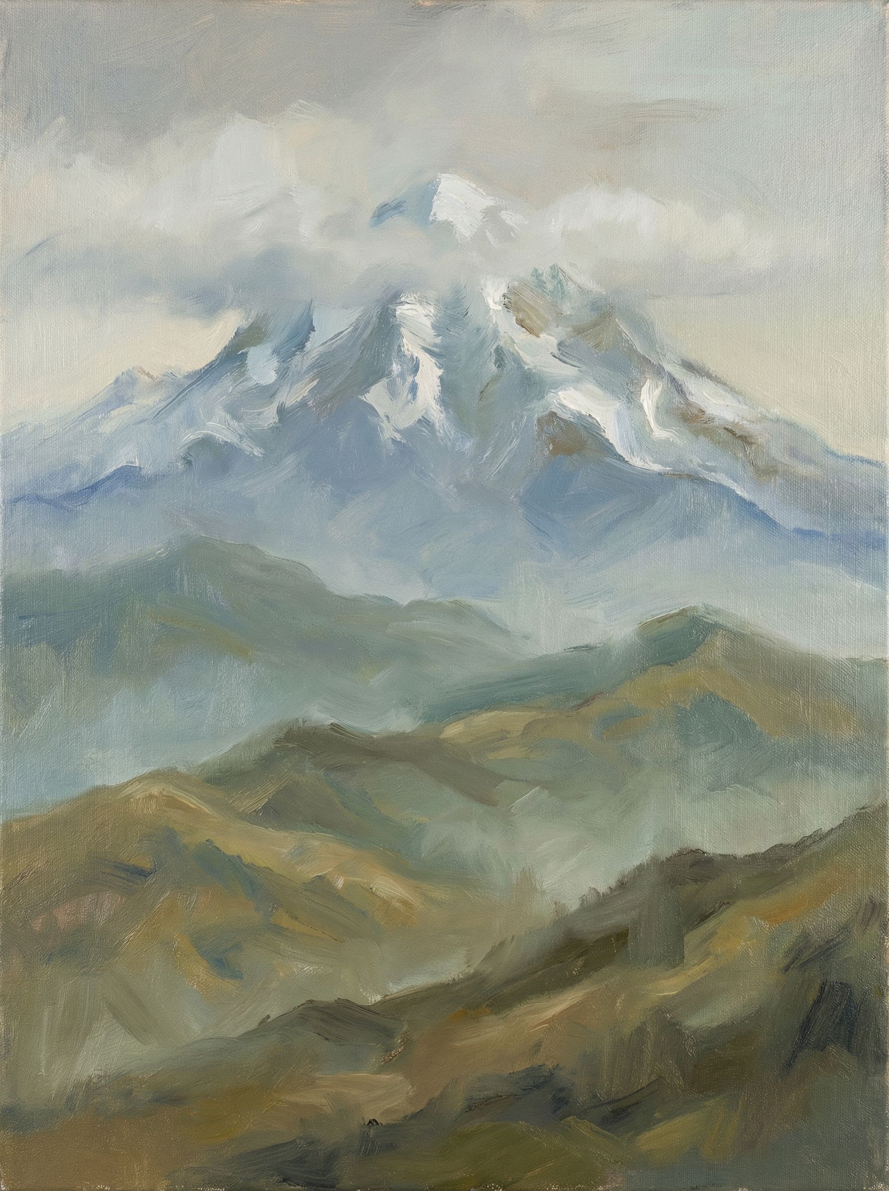 Impressionist Snowy Mountain Landscape