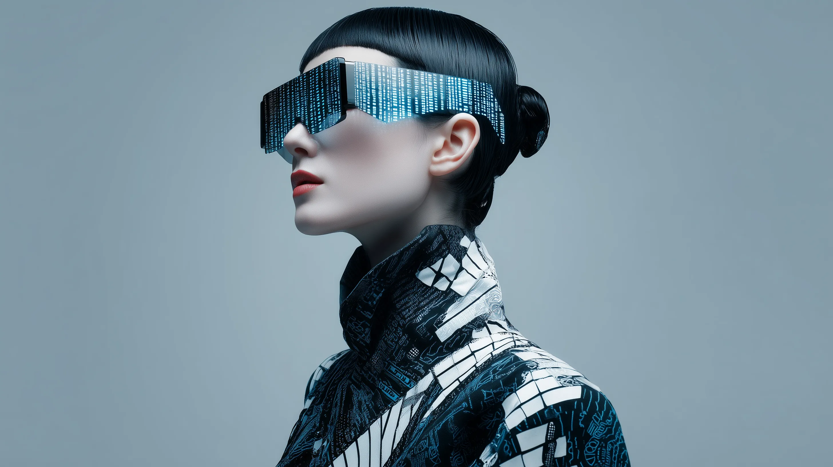 Futuristic Woman in Digital Visor