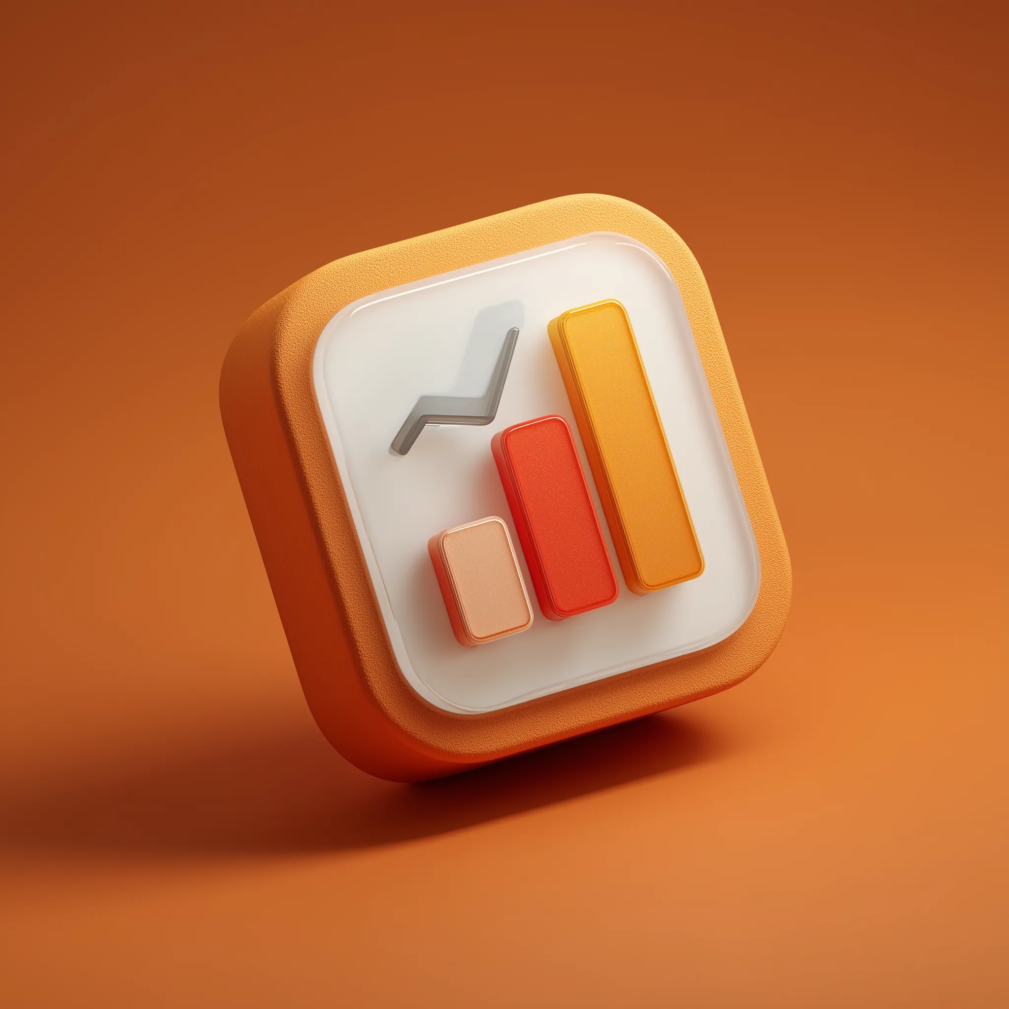 3D analytics app icon on orange background