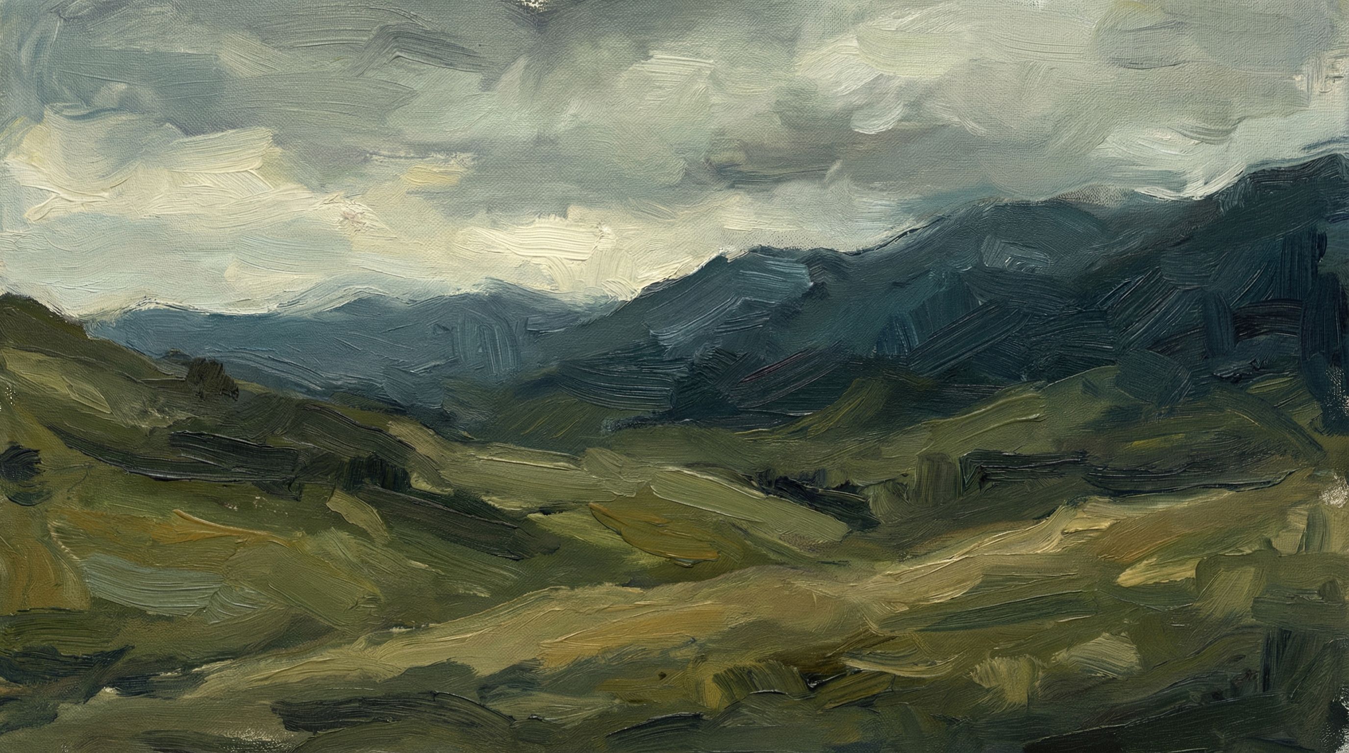 Moody Mountain Landscape Oil Painting