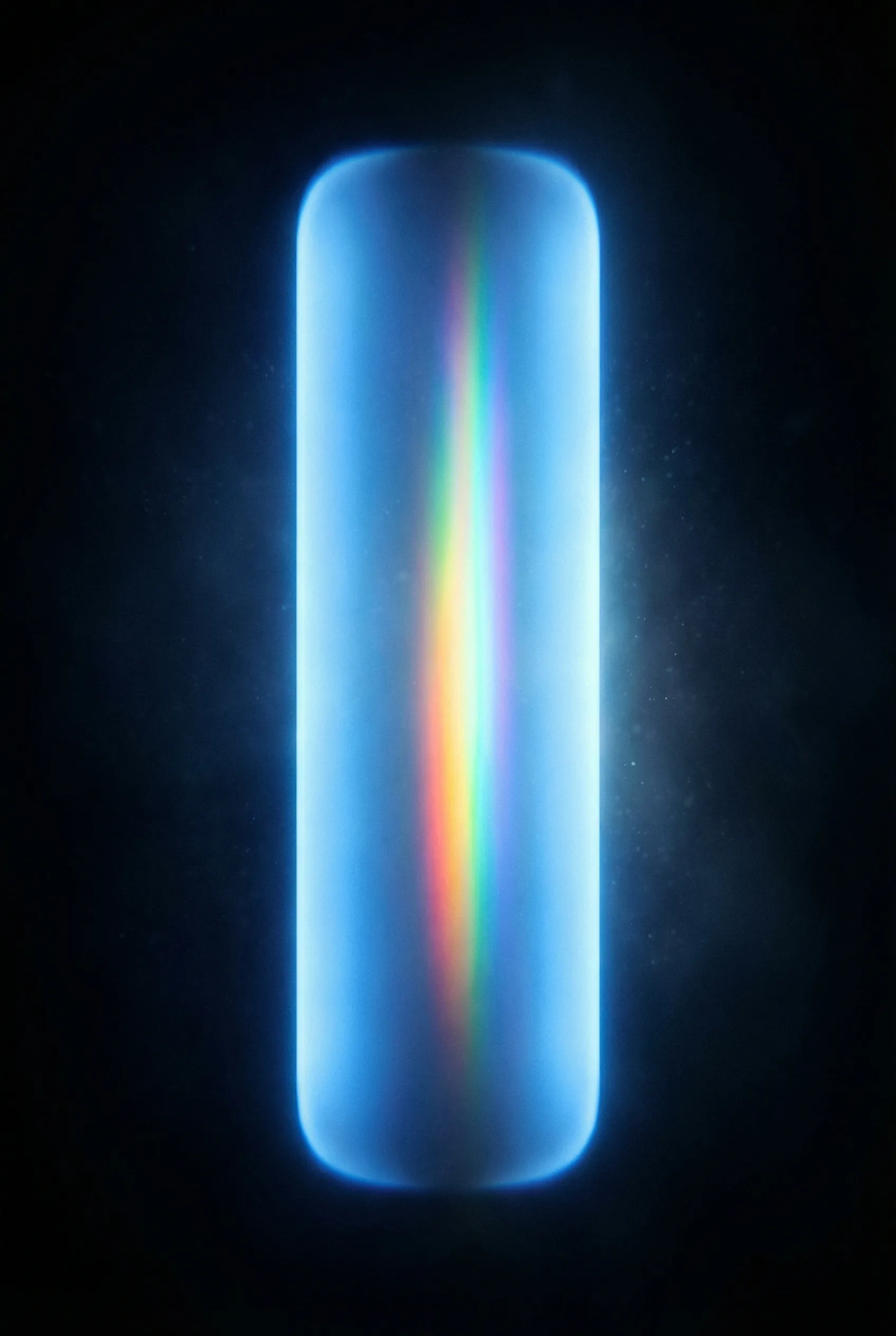 Glowing capsule with vertical rainbow light