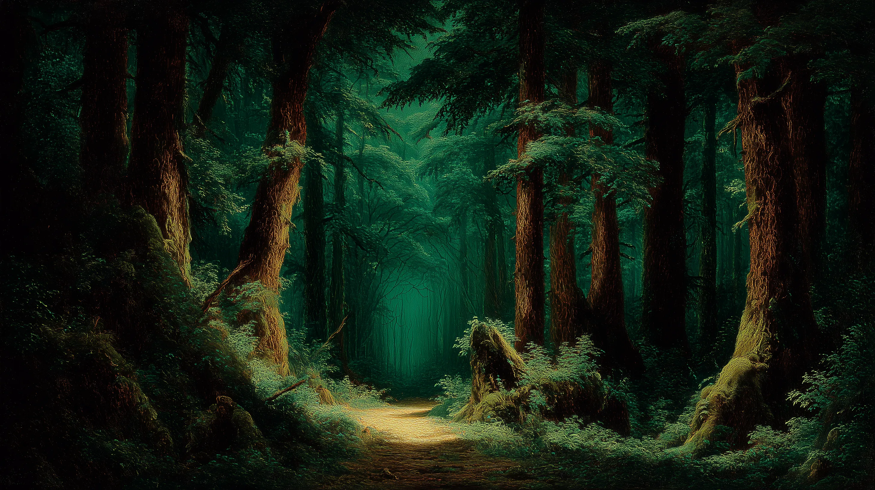 Enchanted Forest Path at Night