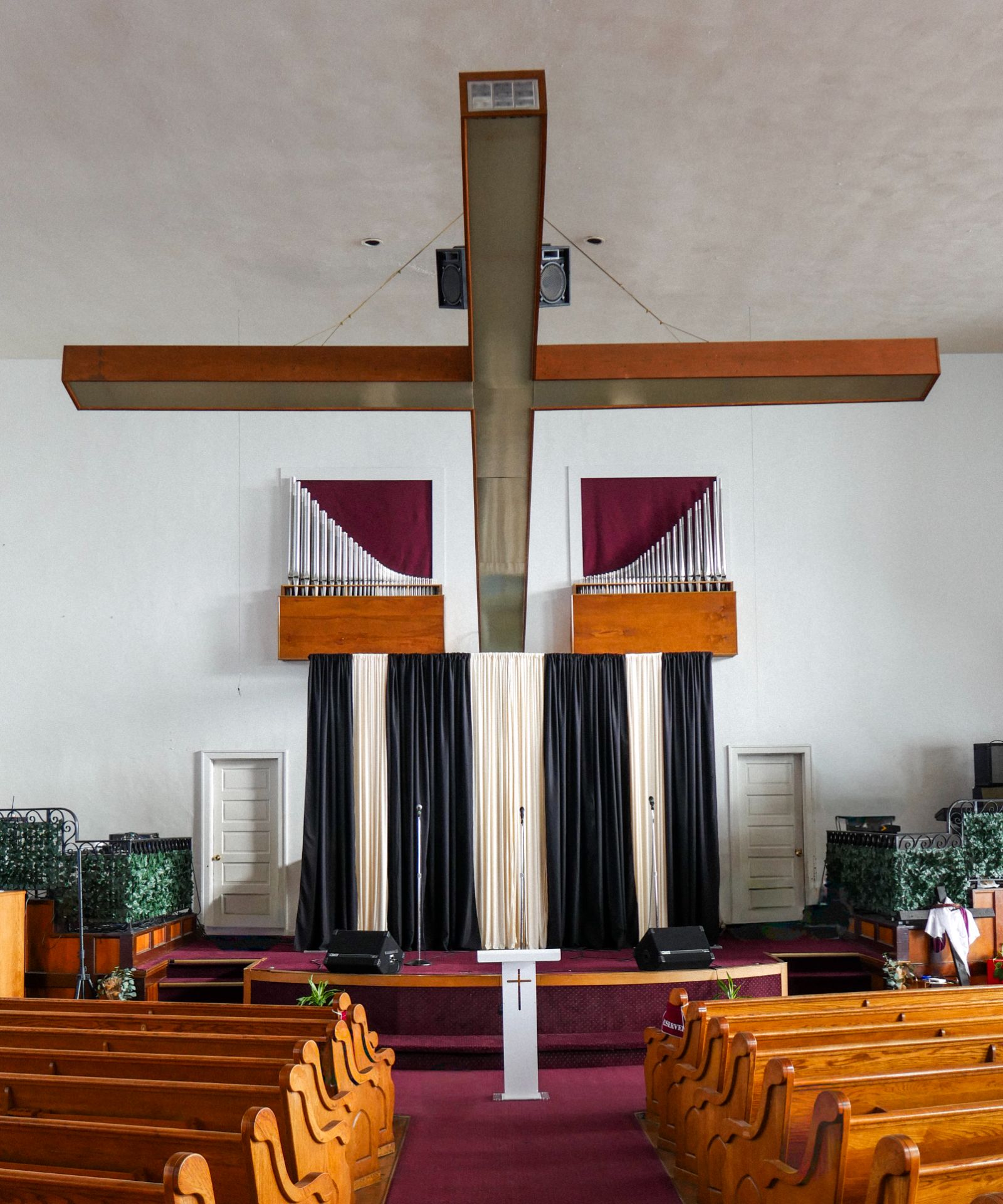 Friends laughing and connecting at church