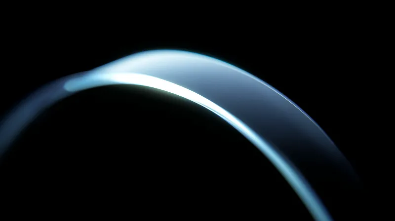 Abstract blue light arc on black background