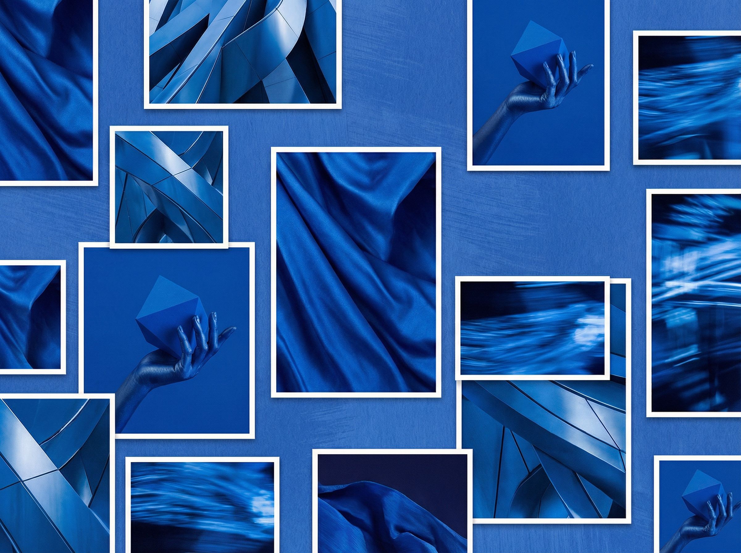 Abstract blue collage with geometric textures