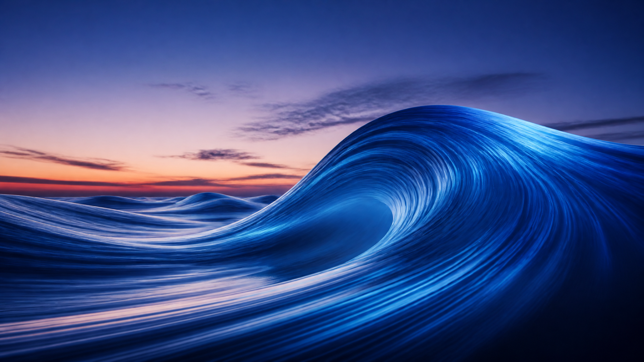 Abstract blue wave at dusk