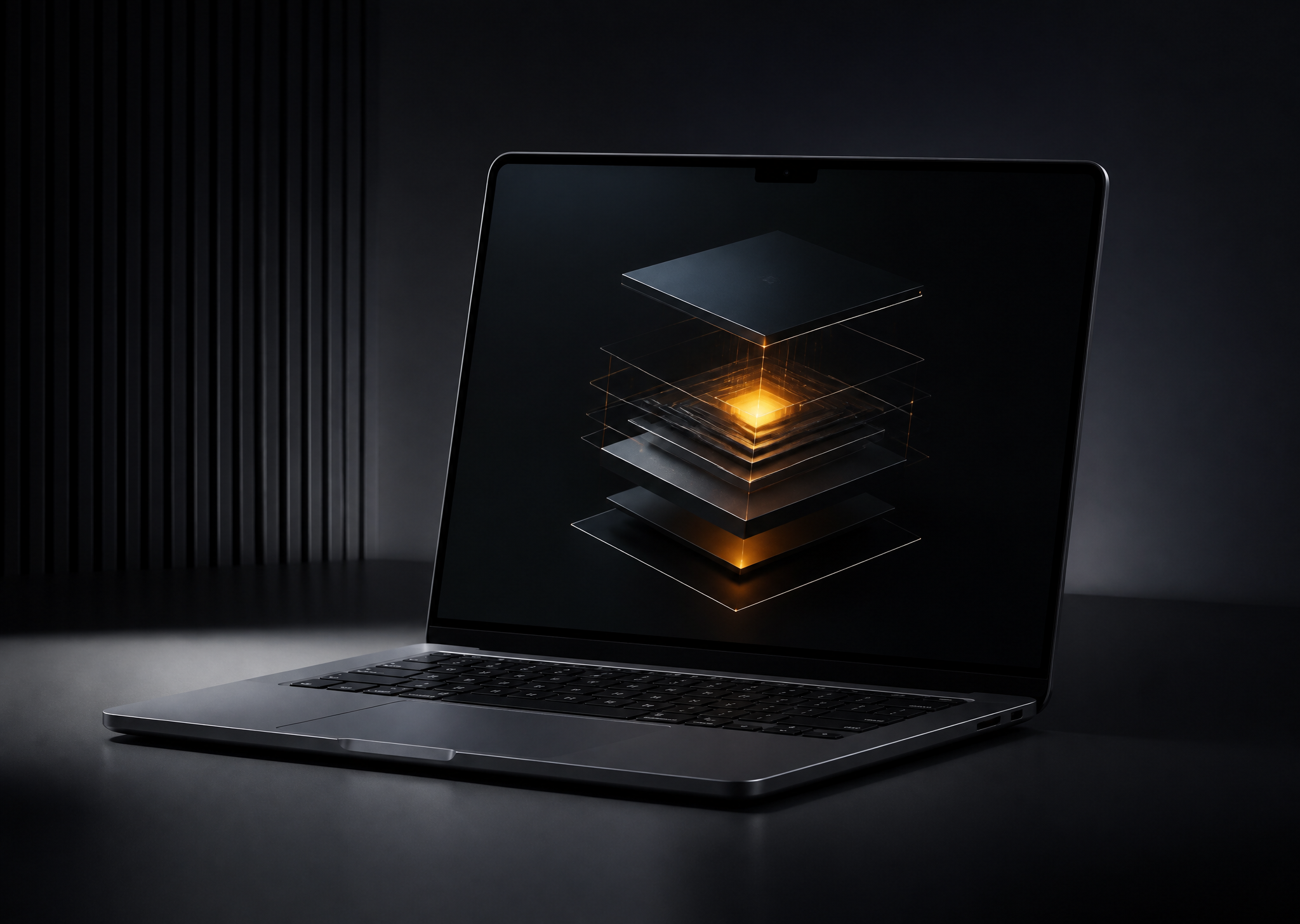 Futuristic Laptop with Advanced Core Visualization