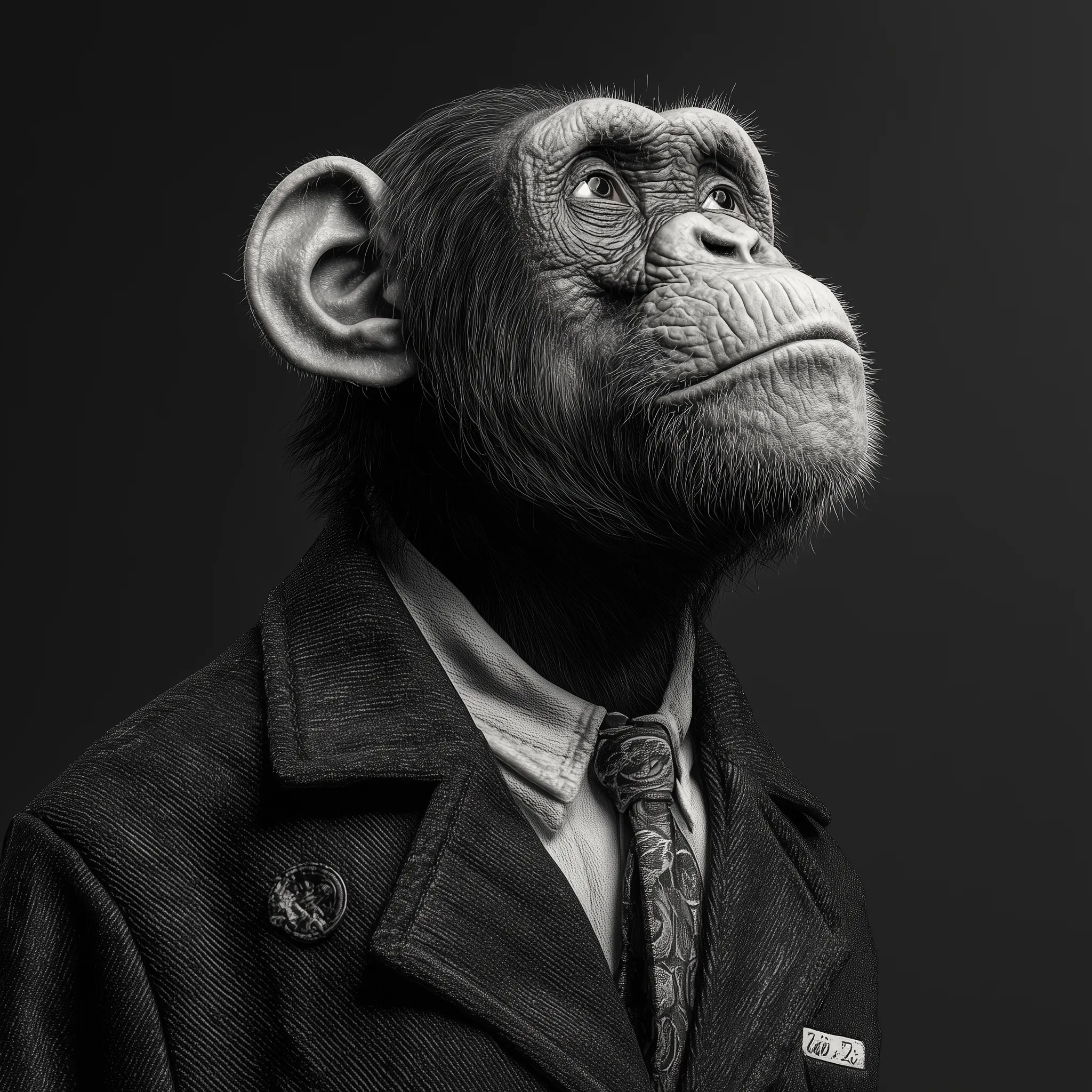 Chimpanzee Portrait in Suit and Tie