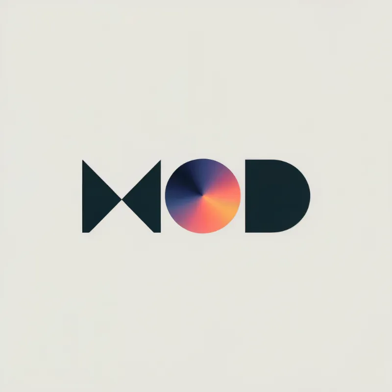 Minimalist MOD logo with gradient center O
