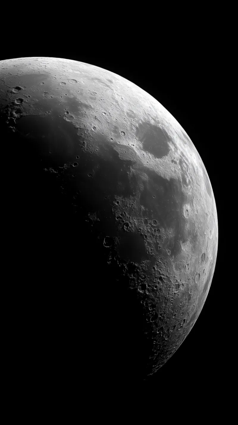 Detailed lunar crescent with crater texture