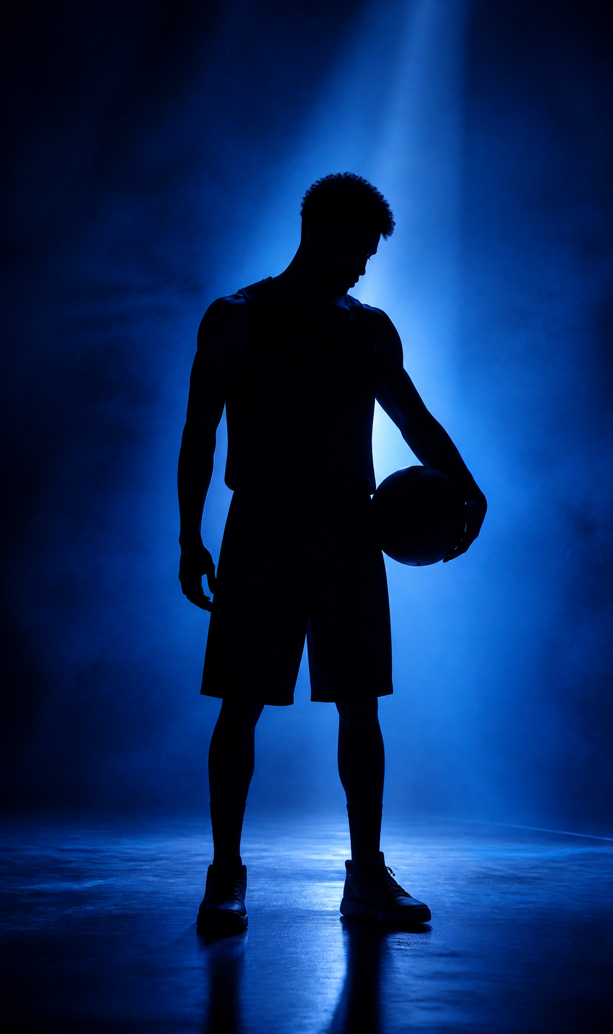 Athletic fashion campaign in dramatic blue light