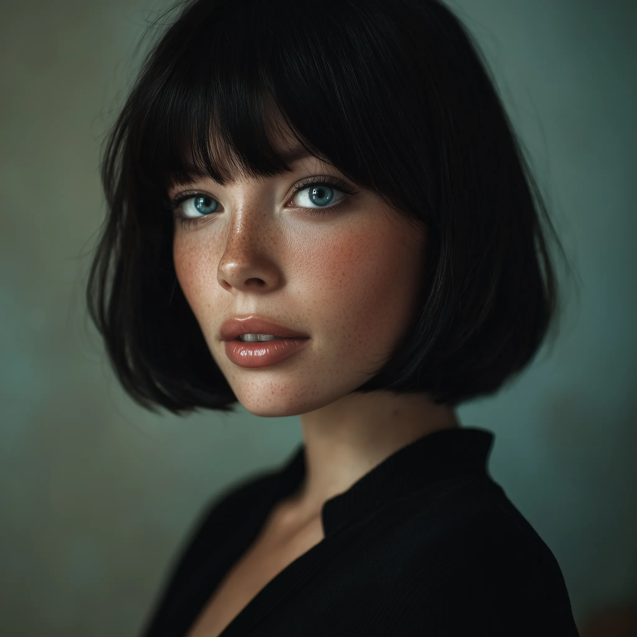 Soft-lit studio portrait of young woman