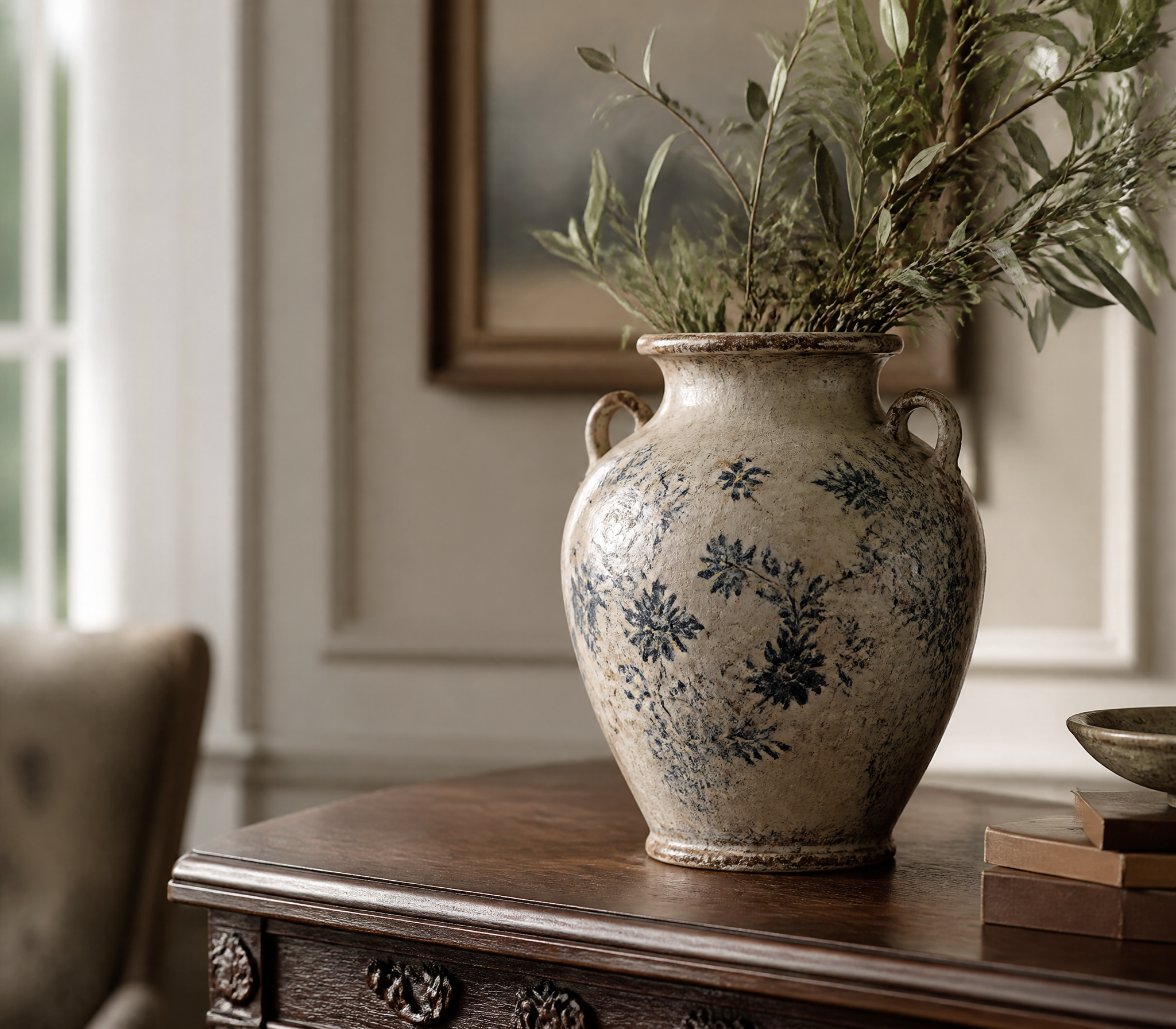 Elegant vintage vase on refined interior table