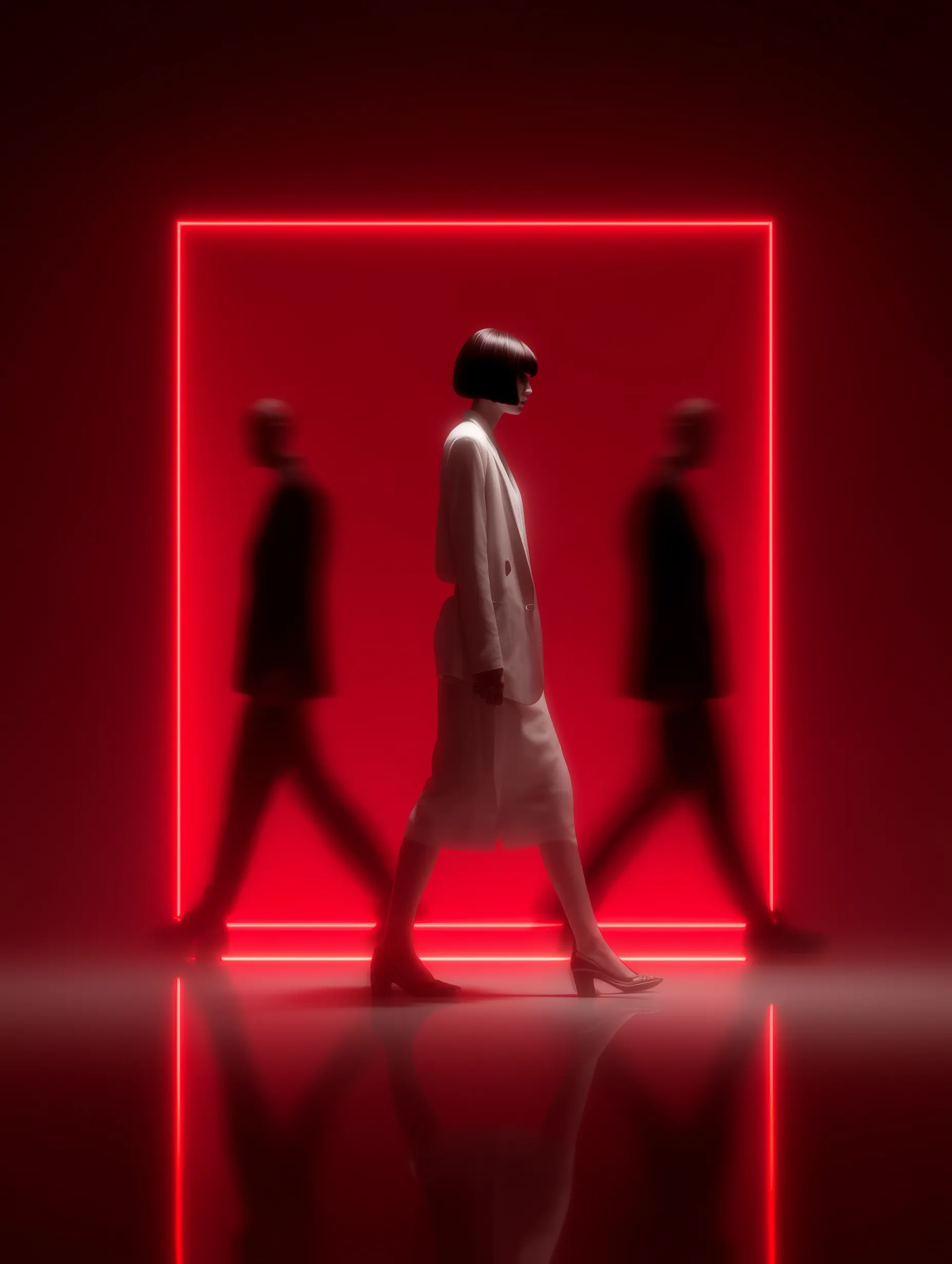 Woman in Neon Red Frame