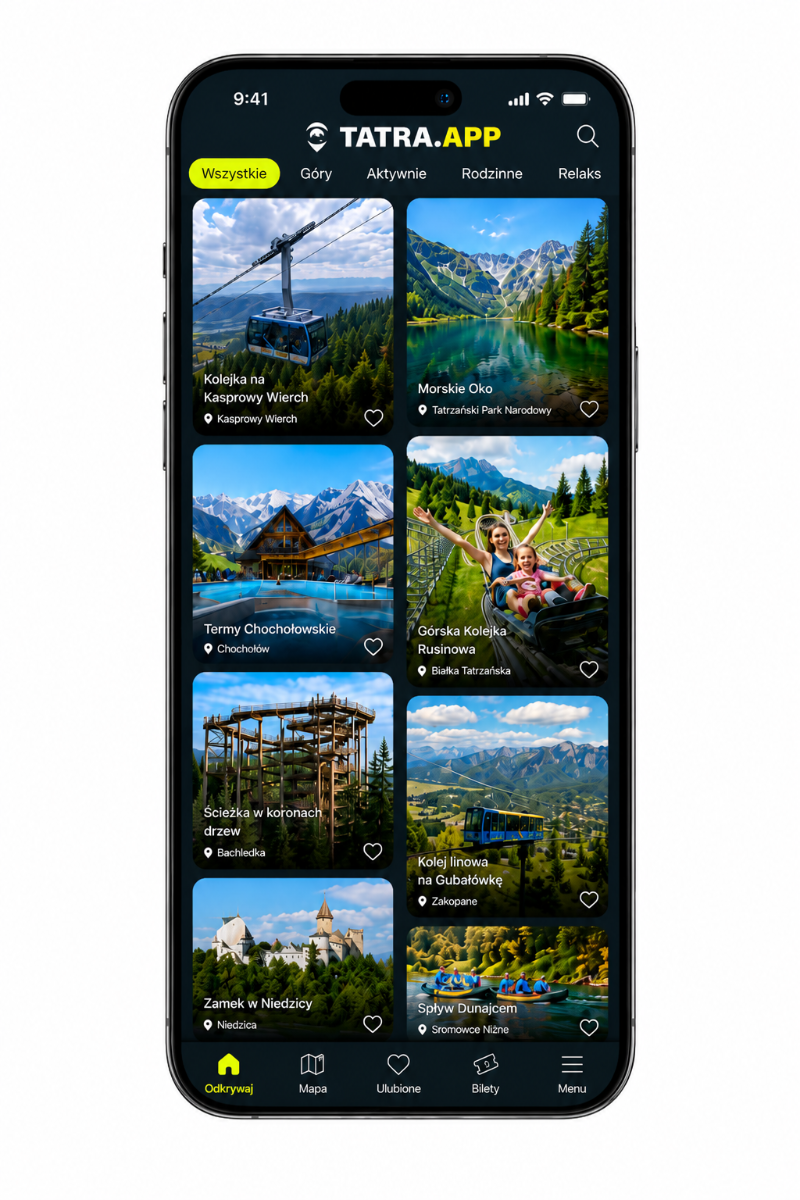 Tatra App — interfejs mobilny