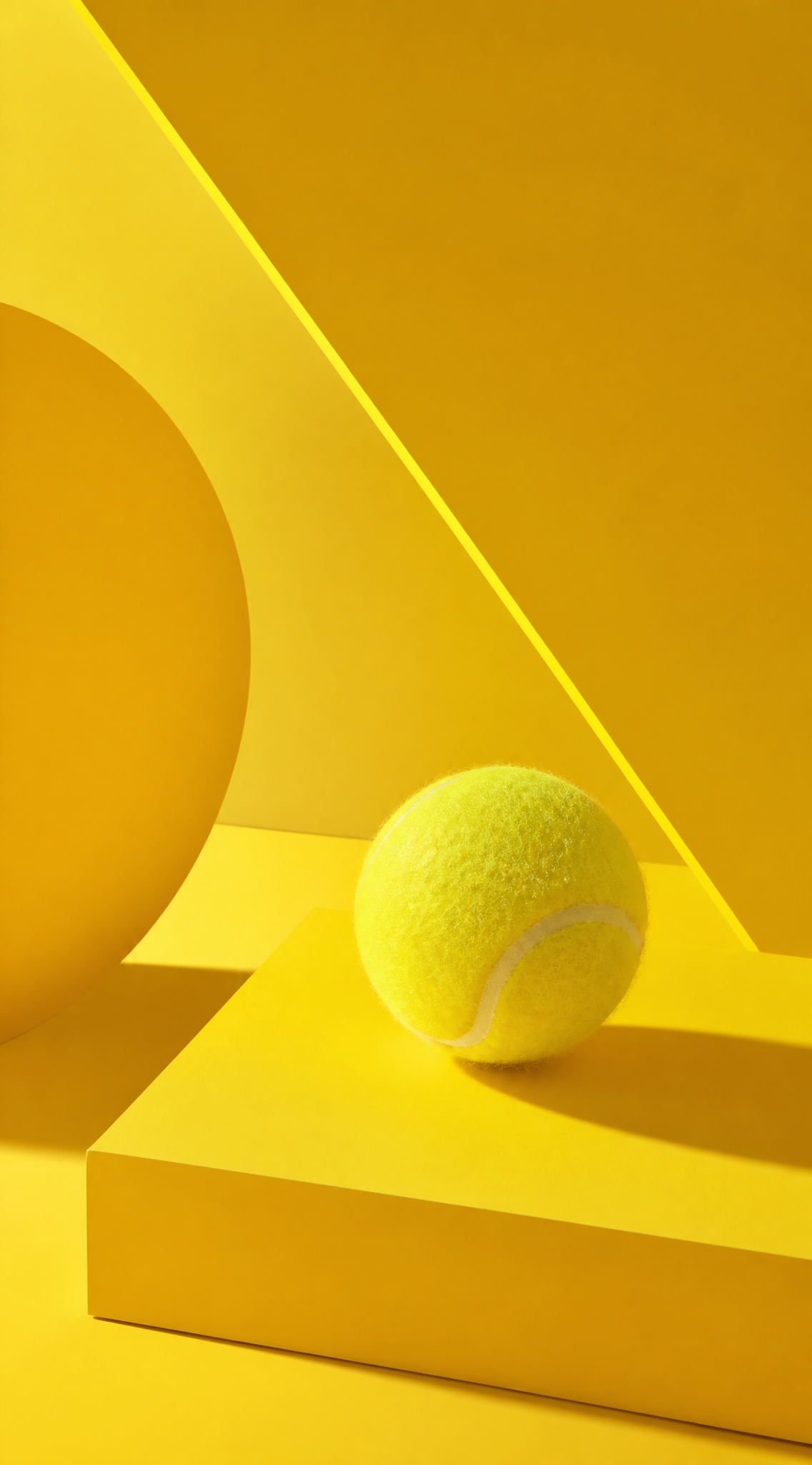 Abstract yellow tennis-ball still life