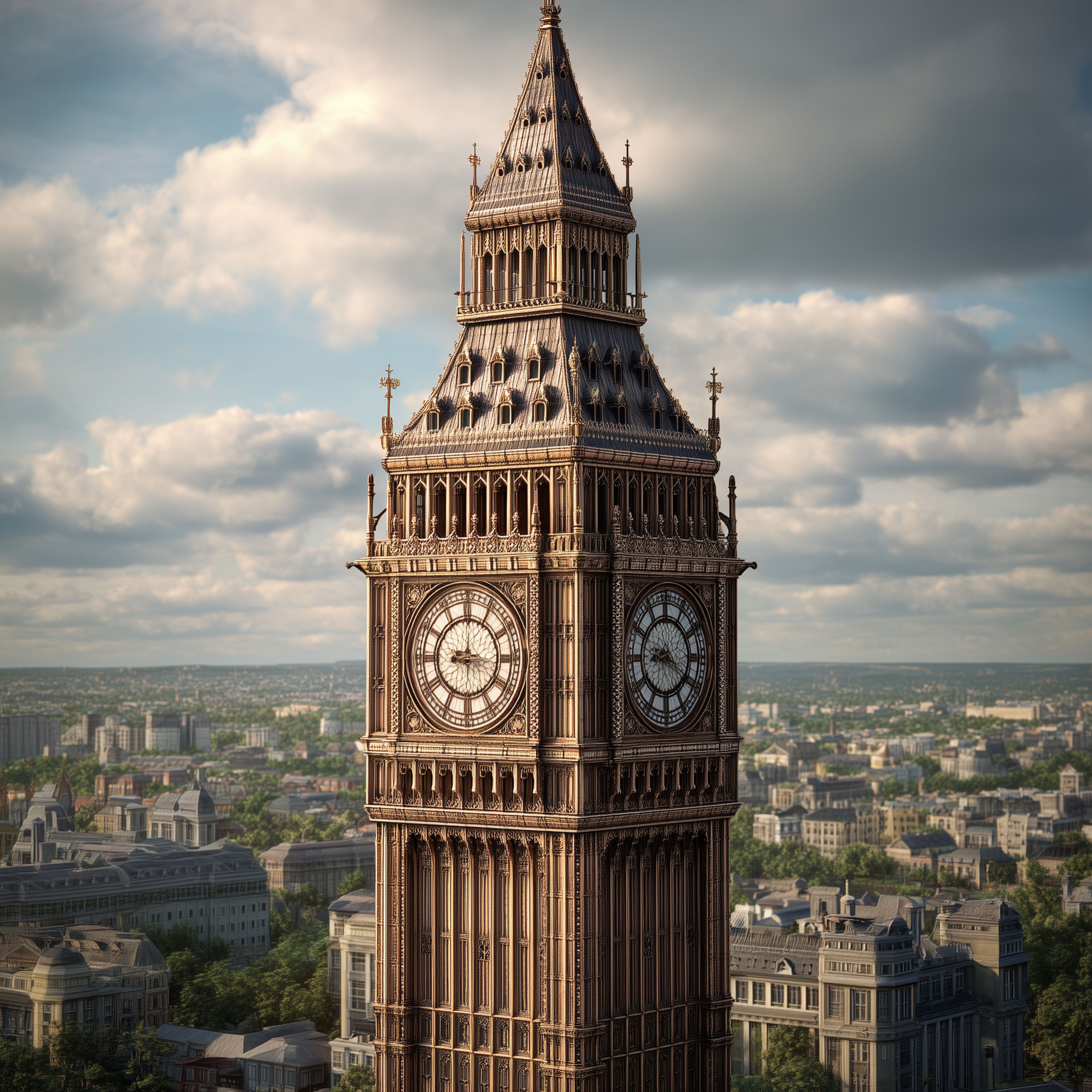 Elizabeth Tower clock above London skyline