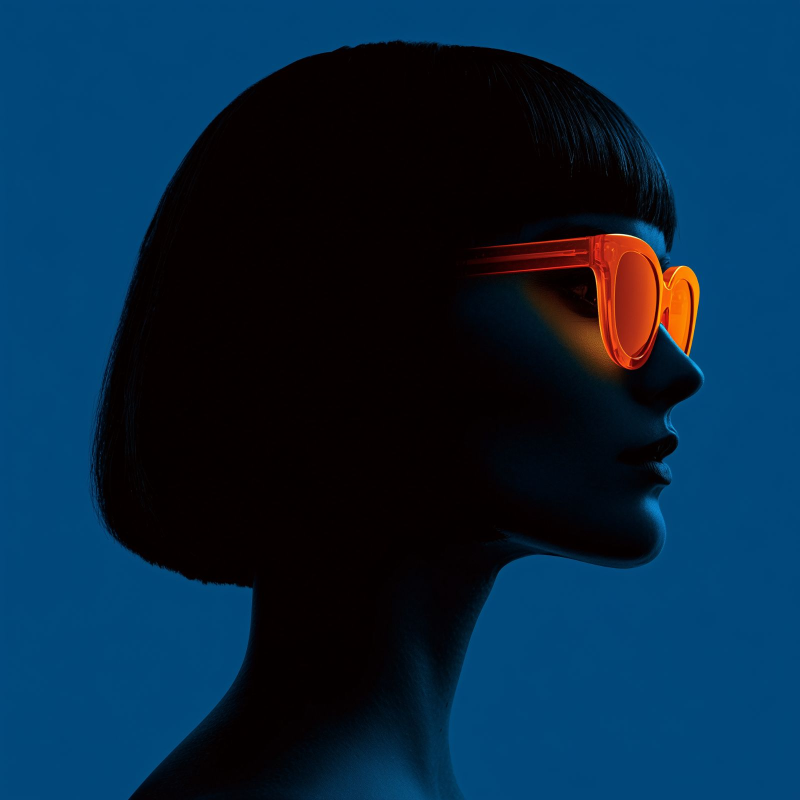 Silhouette with Glowing Orange Sunglasses