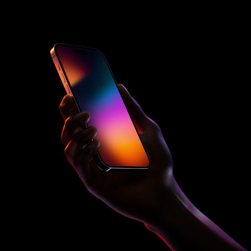 Hand Holding Smartphone with Vibrant Gradient Screen