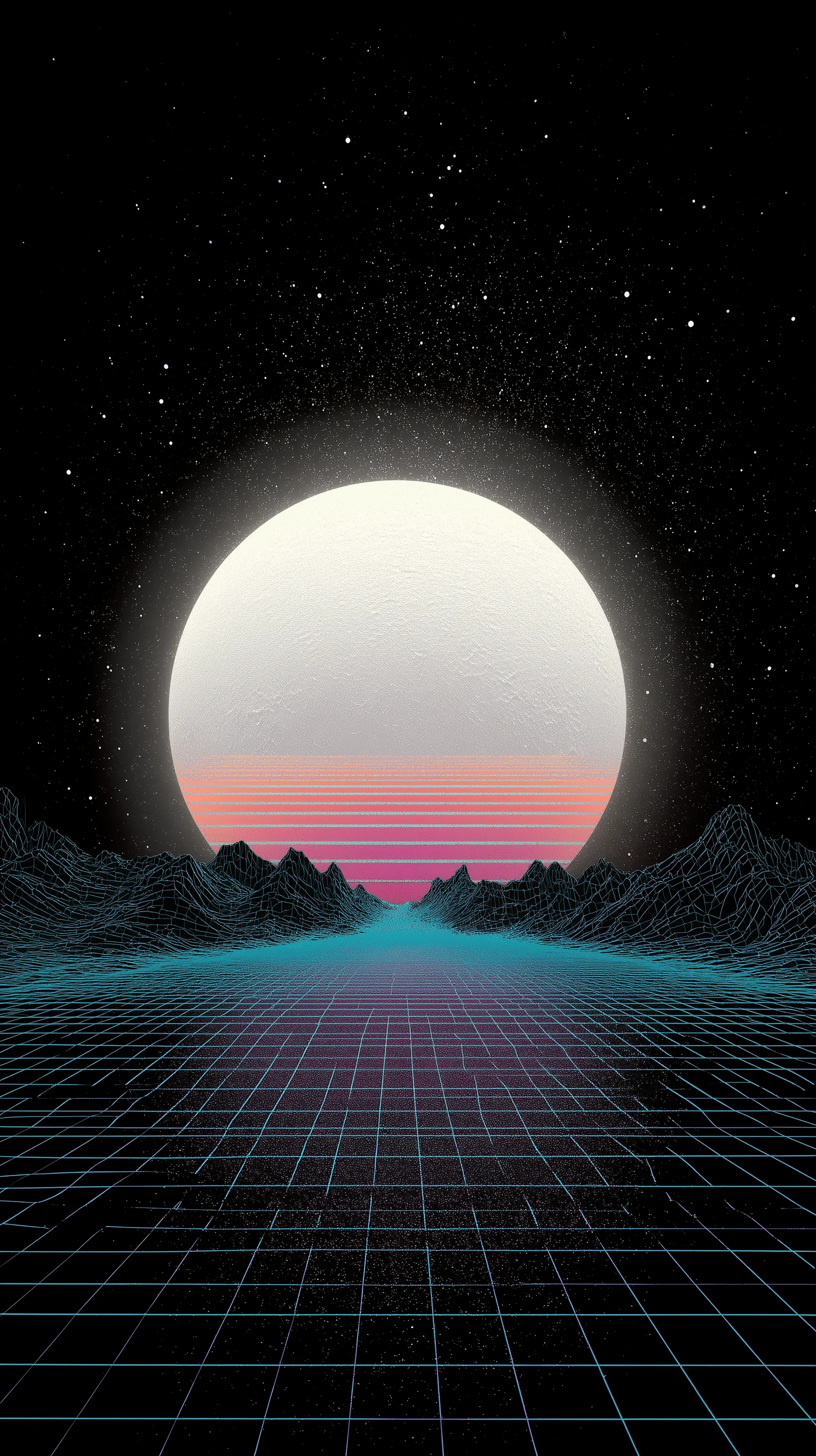 Retro Synthwave Horizon with Glowing Moon