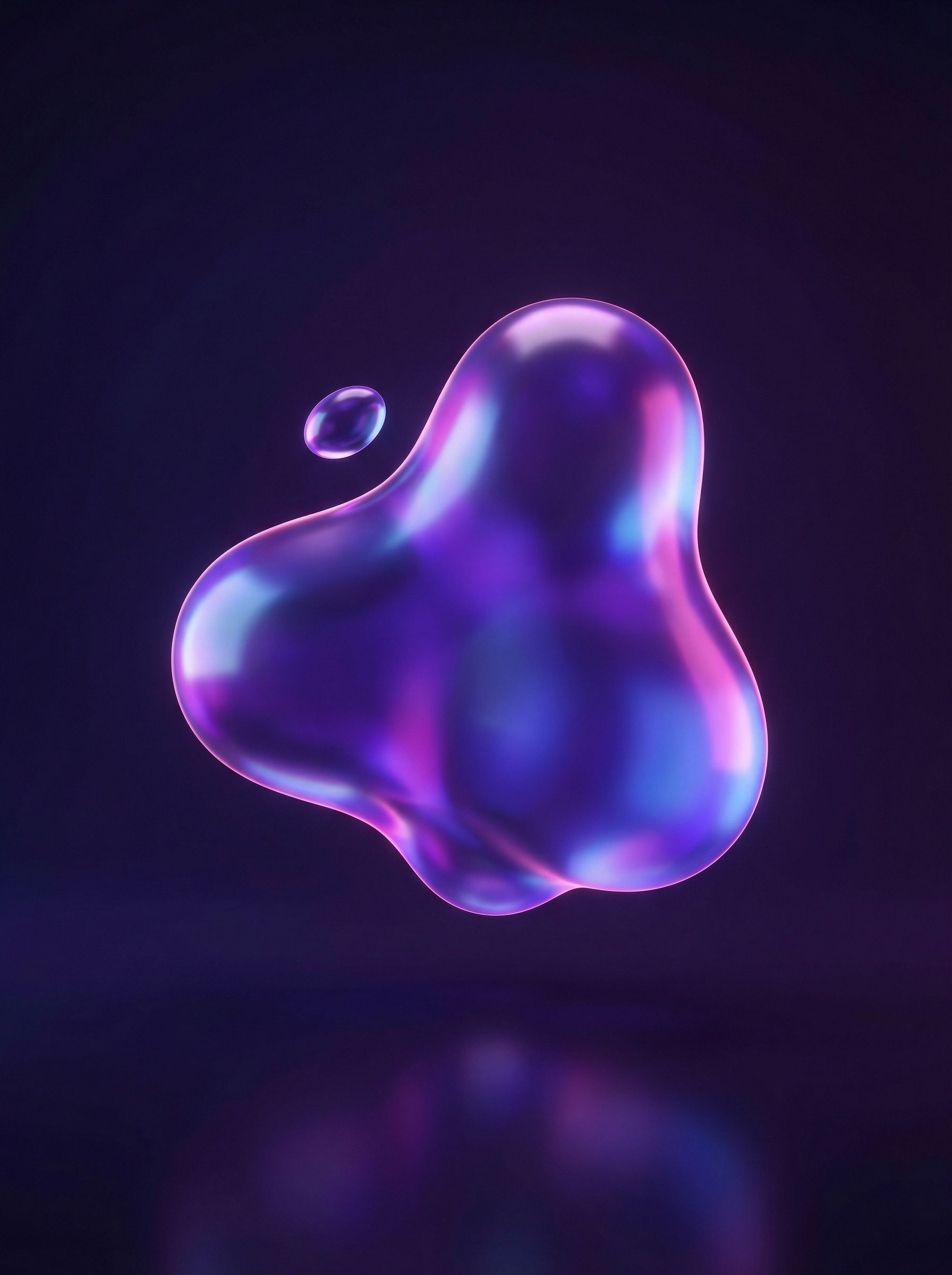 Neon Abstract Floating Blob on Dark Background