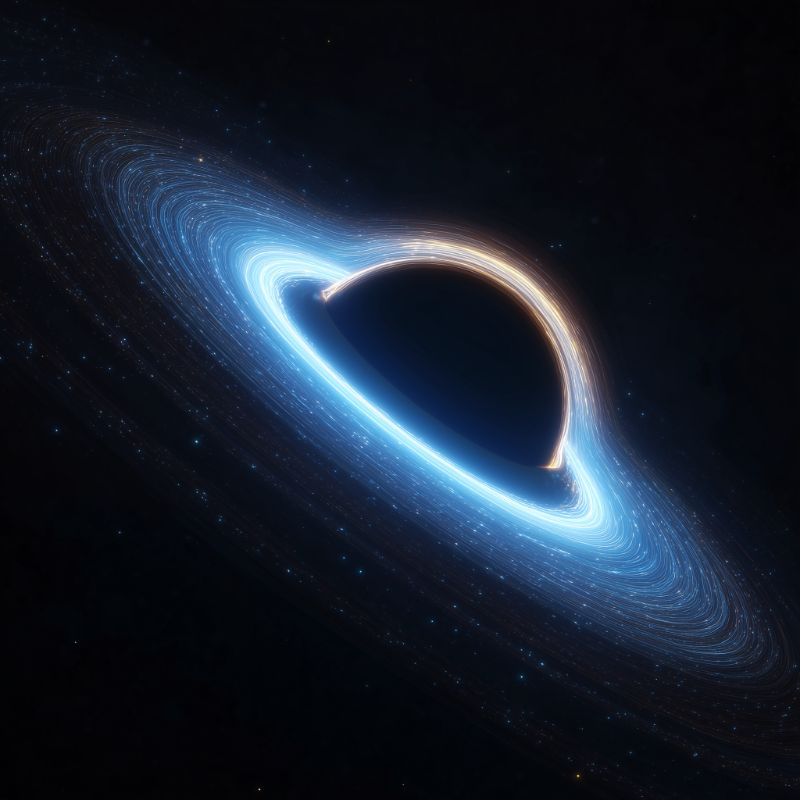 Blue Accretion Disk Around Black Hole Illustration