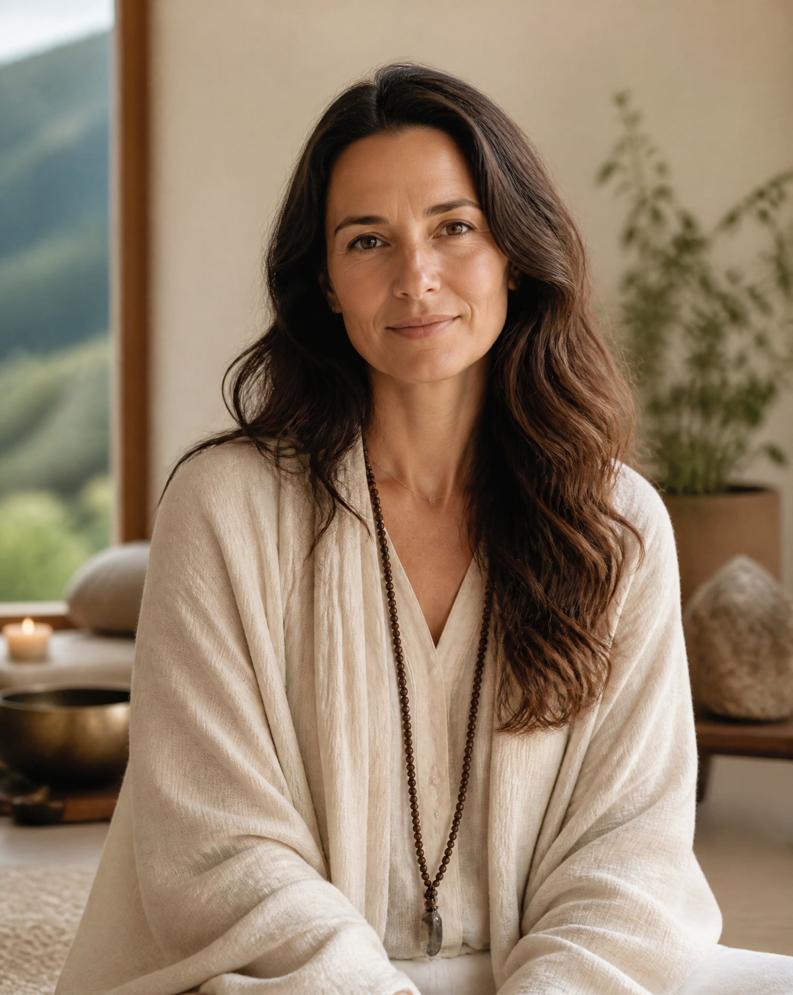 Woman in Meditation Setting
