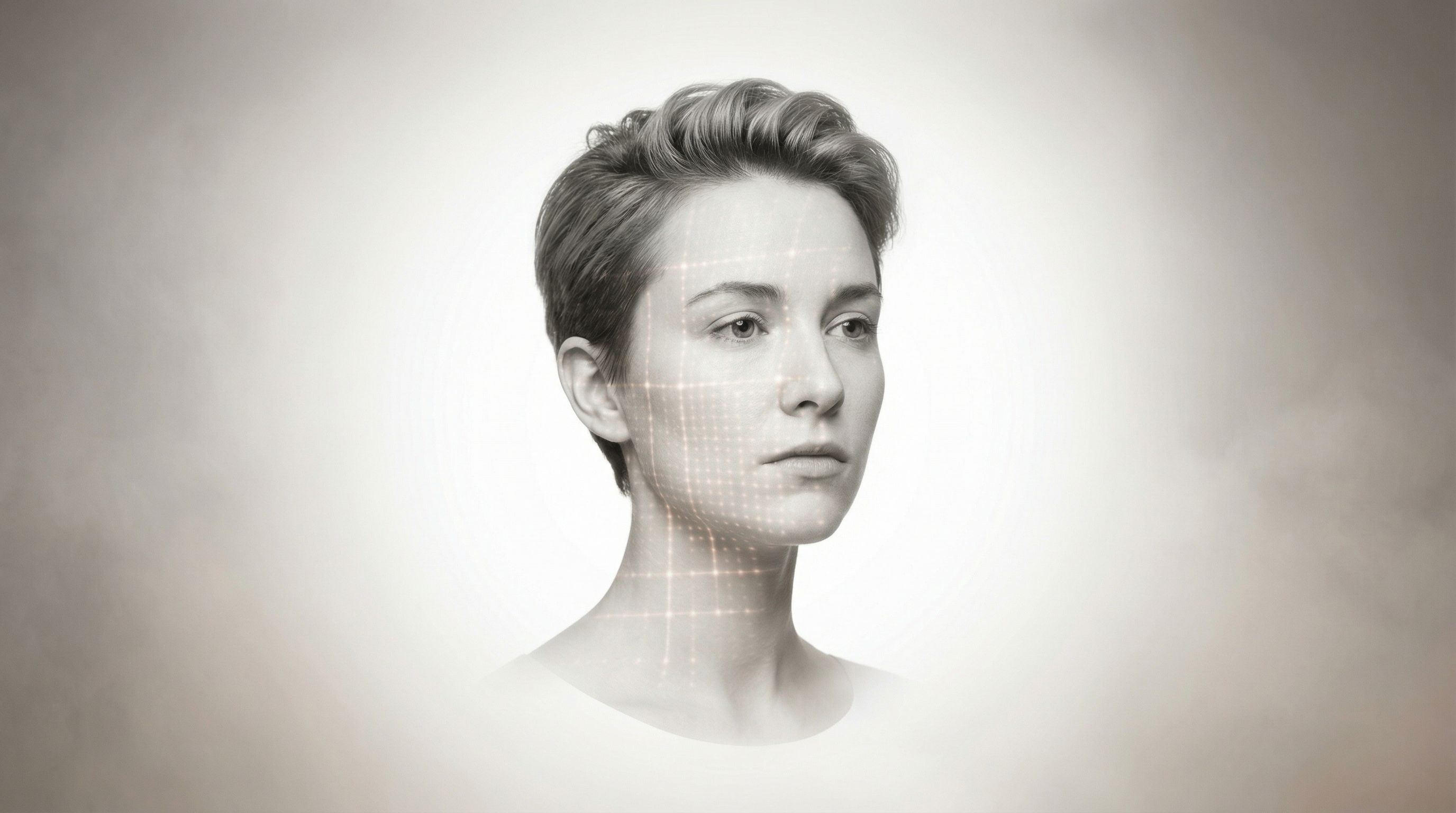 Abstract facial recognition technology portrait