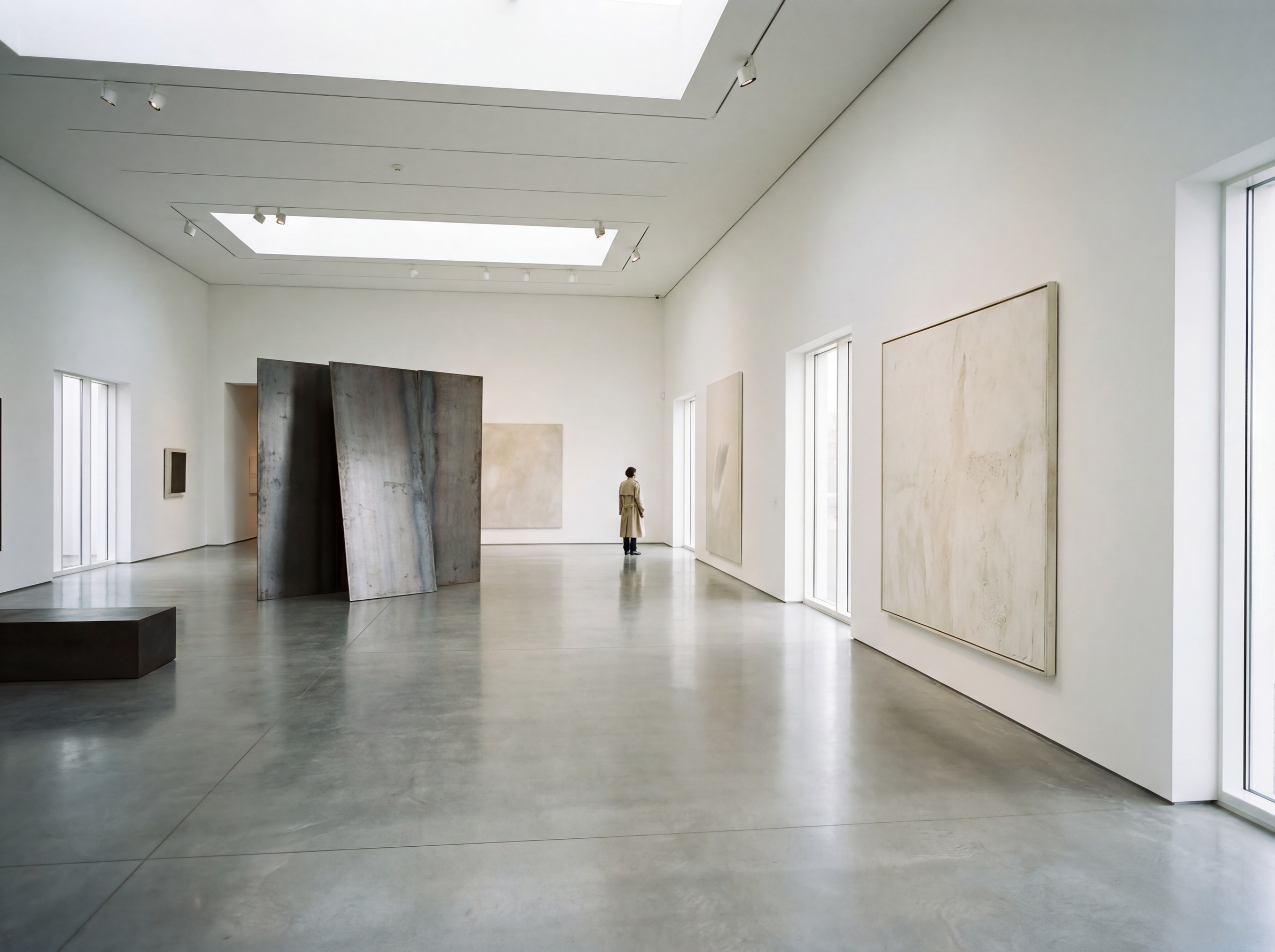 Minimalist contemporary art gallery interior