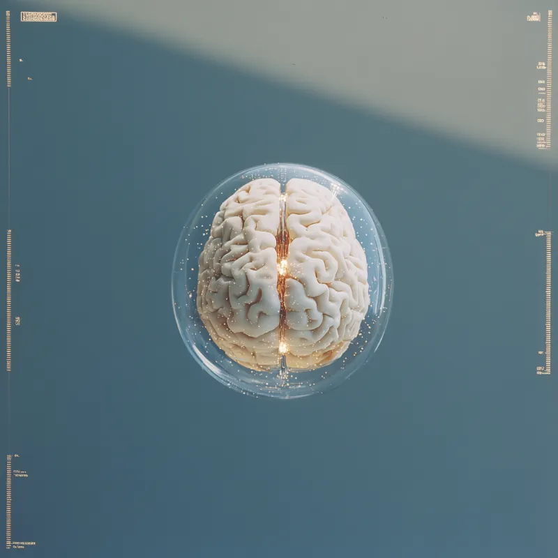 Futuristic Brain Encased in Glass Sphere