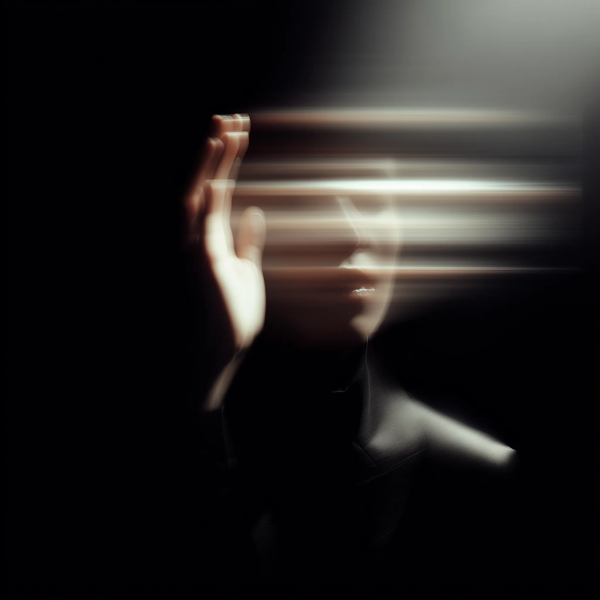 Abstract motion-blur portrait with light streaks