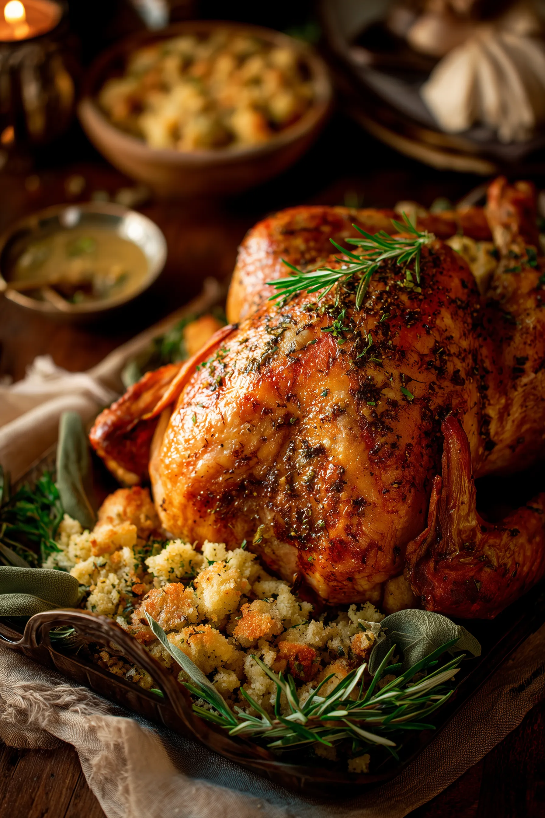Herb-Roasted Poultry with Cornbread Stuffing | Stock Image & Design ...