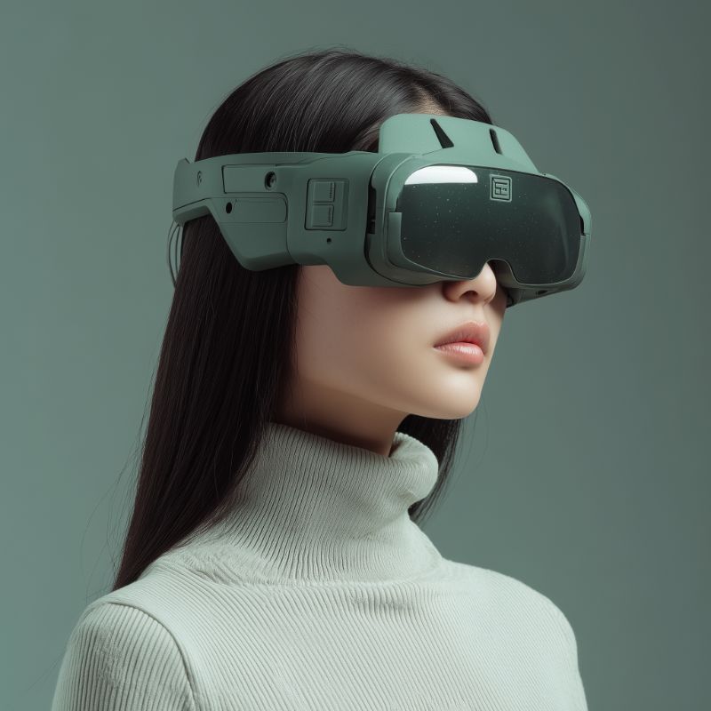 Futuristic Portrait with Emerald VR Headset