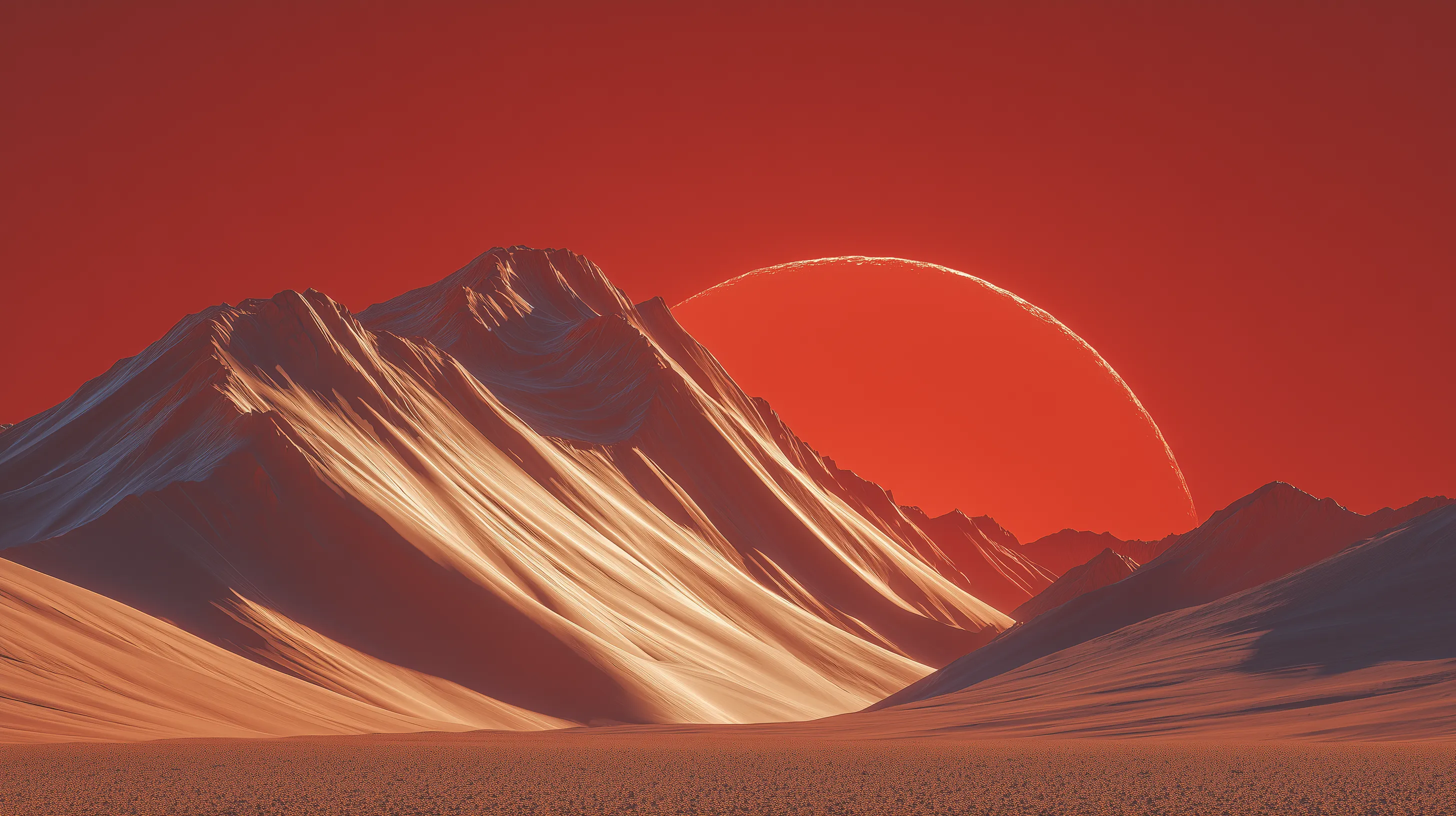 Surreal Red Desert Mountains at Sunset