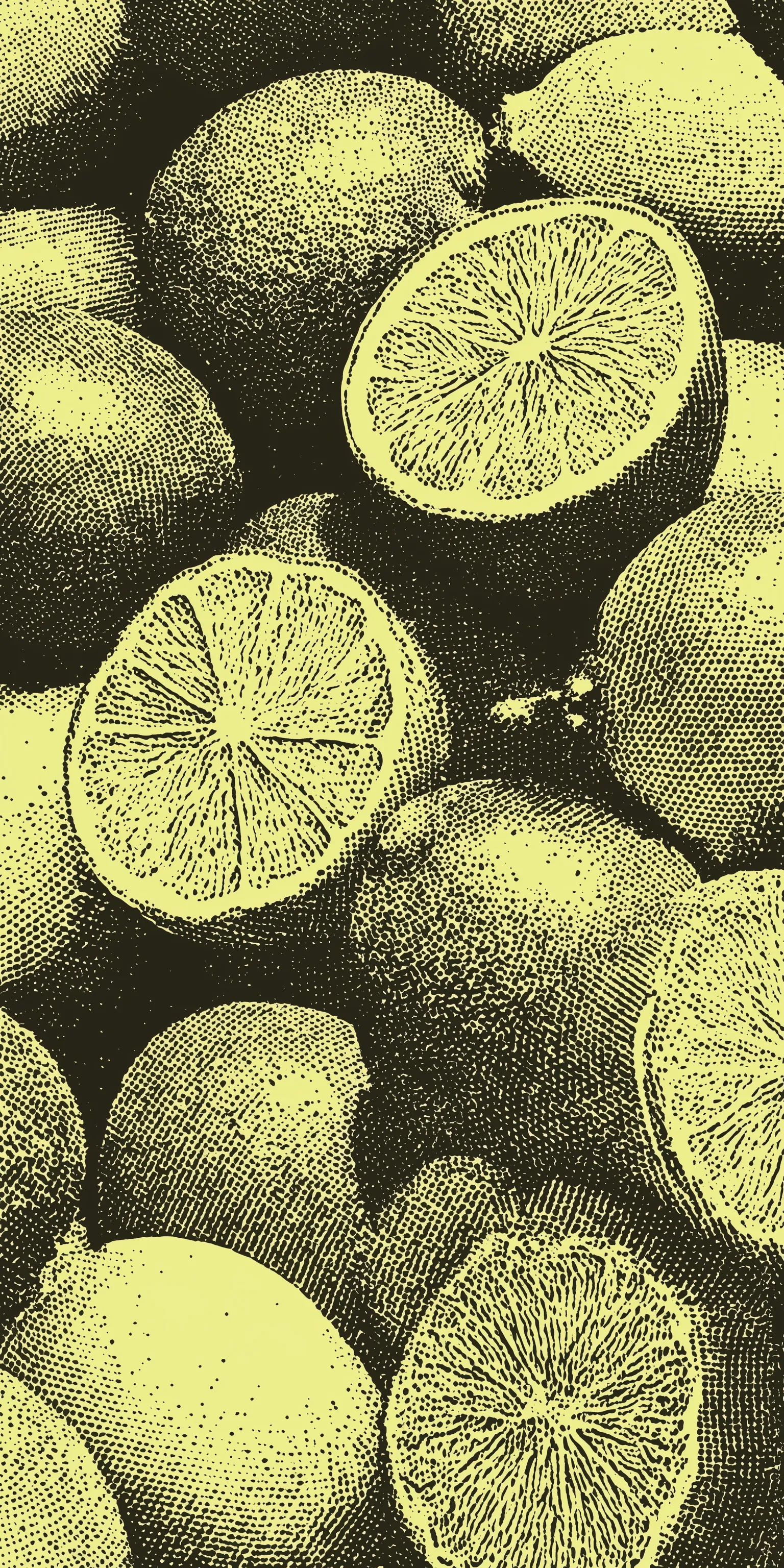Halftone Pattern of Lemons and Slices