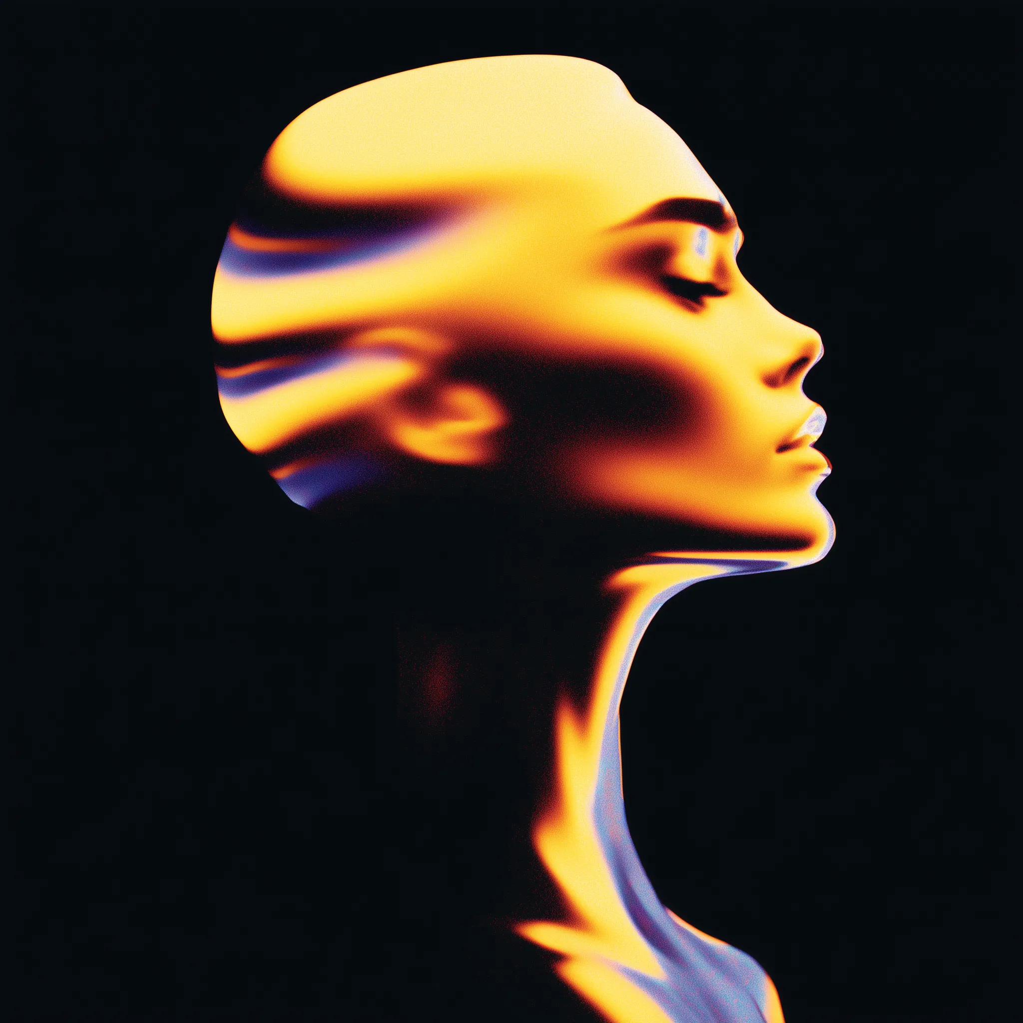 Abstract Neon Portrait in Profile