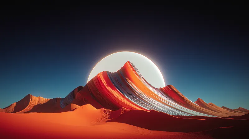 Surreal Sunset Over Abstract Desert Peaks