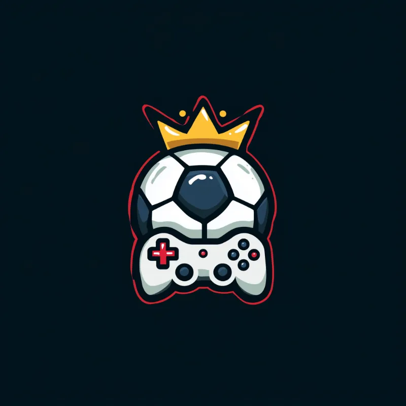 Crowned Soccer Ball & Game Controller Logo