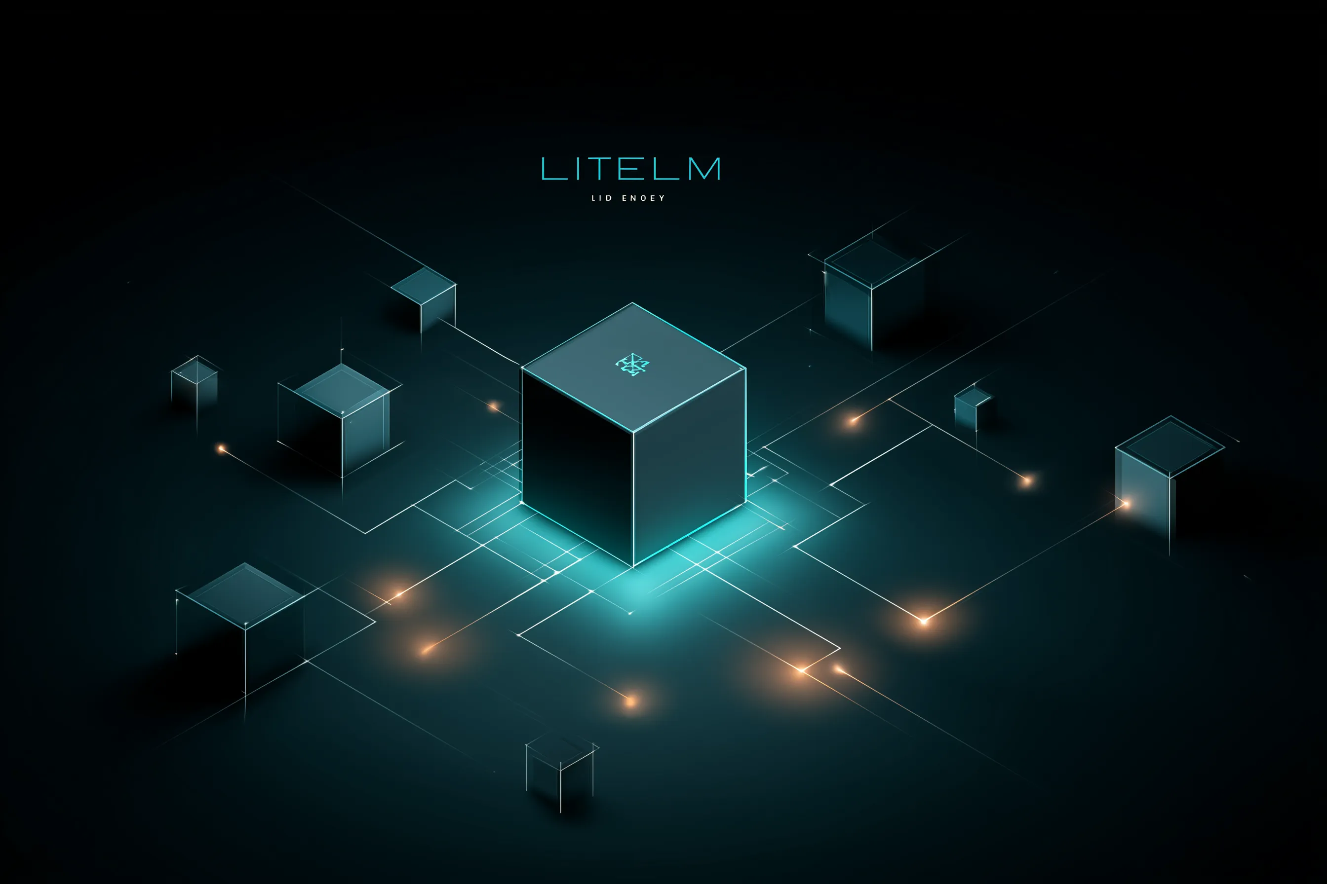 Futuristic glowing cubes and network lines