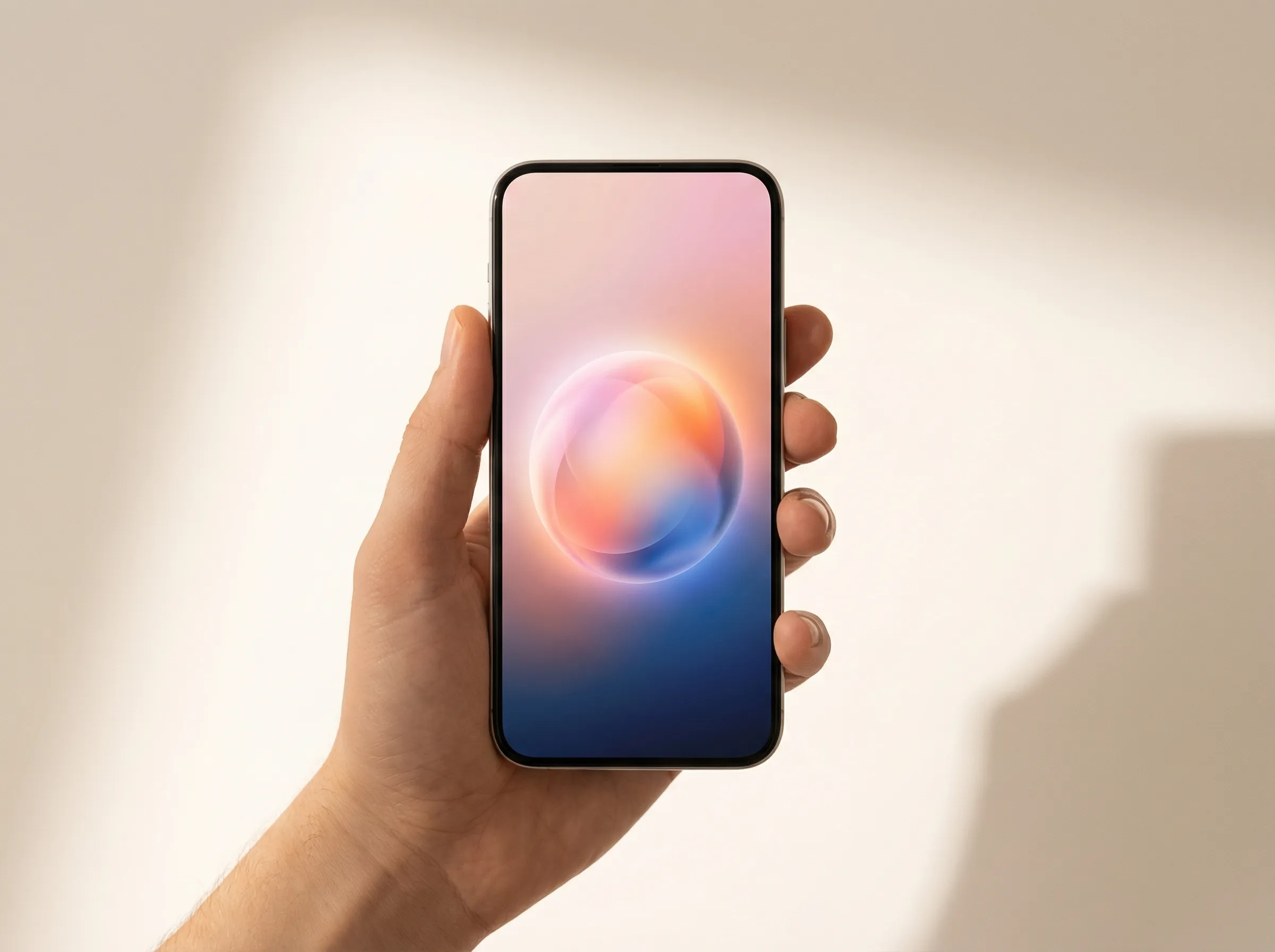 Hand Holding Smartphone with Abstract Screen