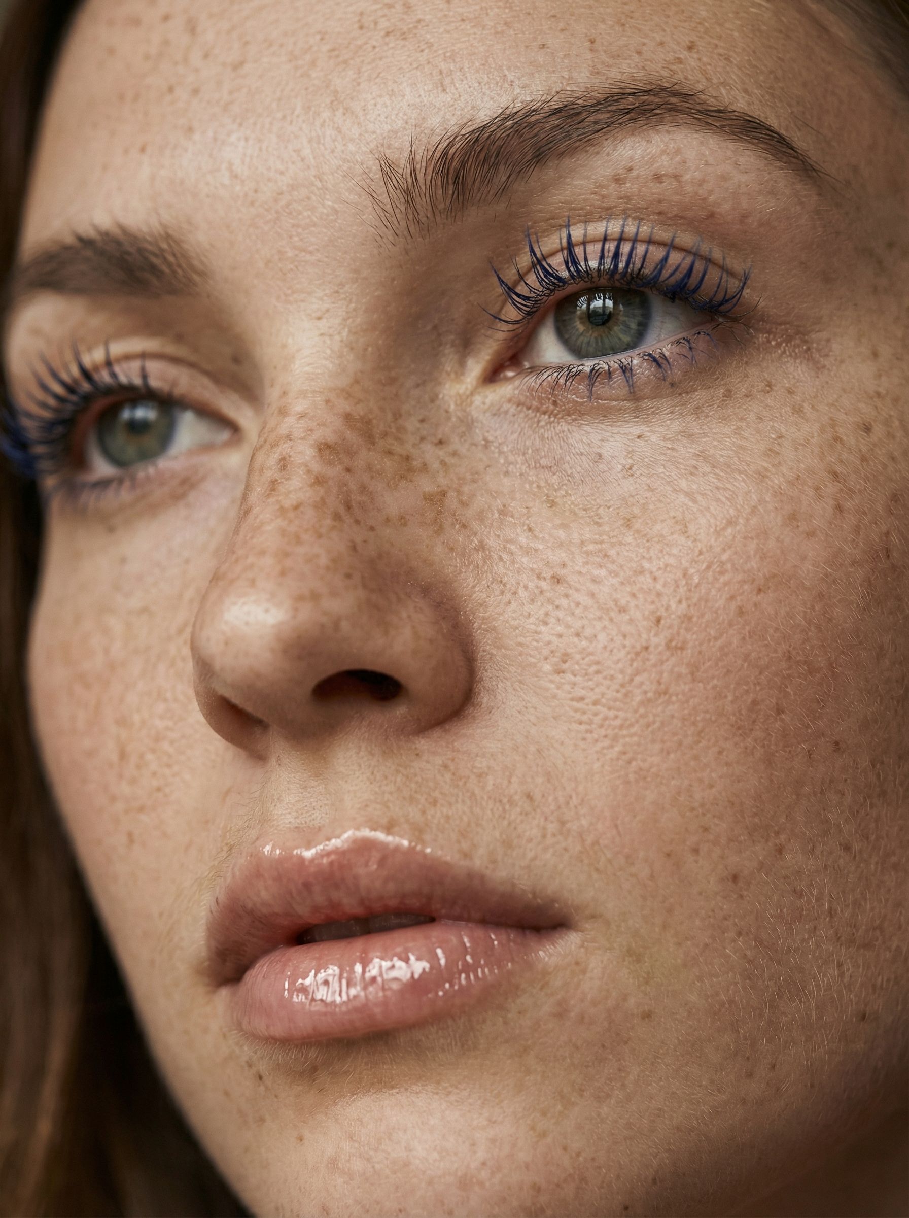 Close-up portrait with blue mascara