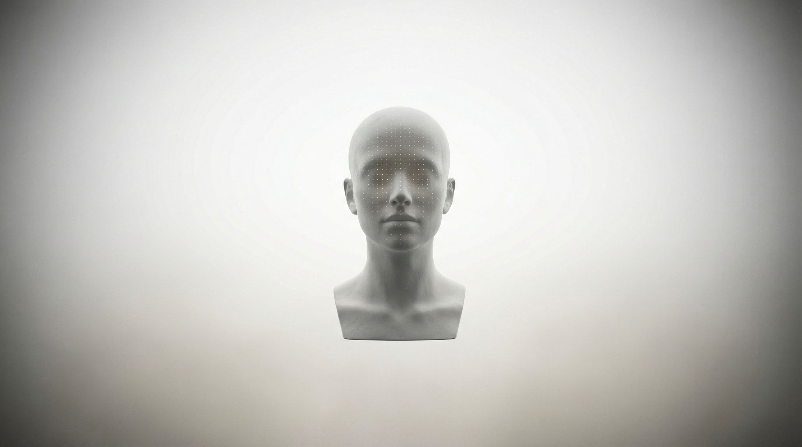 Minimalist 3D Head with Facial Recognition Grid