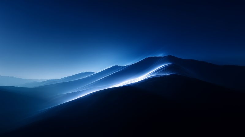 Abstract luminous blue mountain landscape