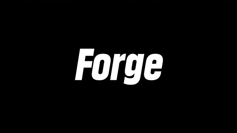 Bold “Forge” typography on black