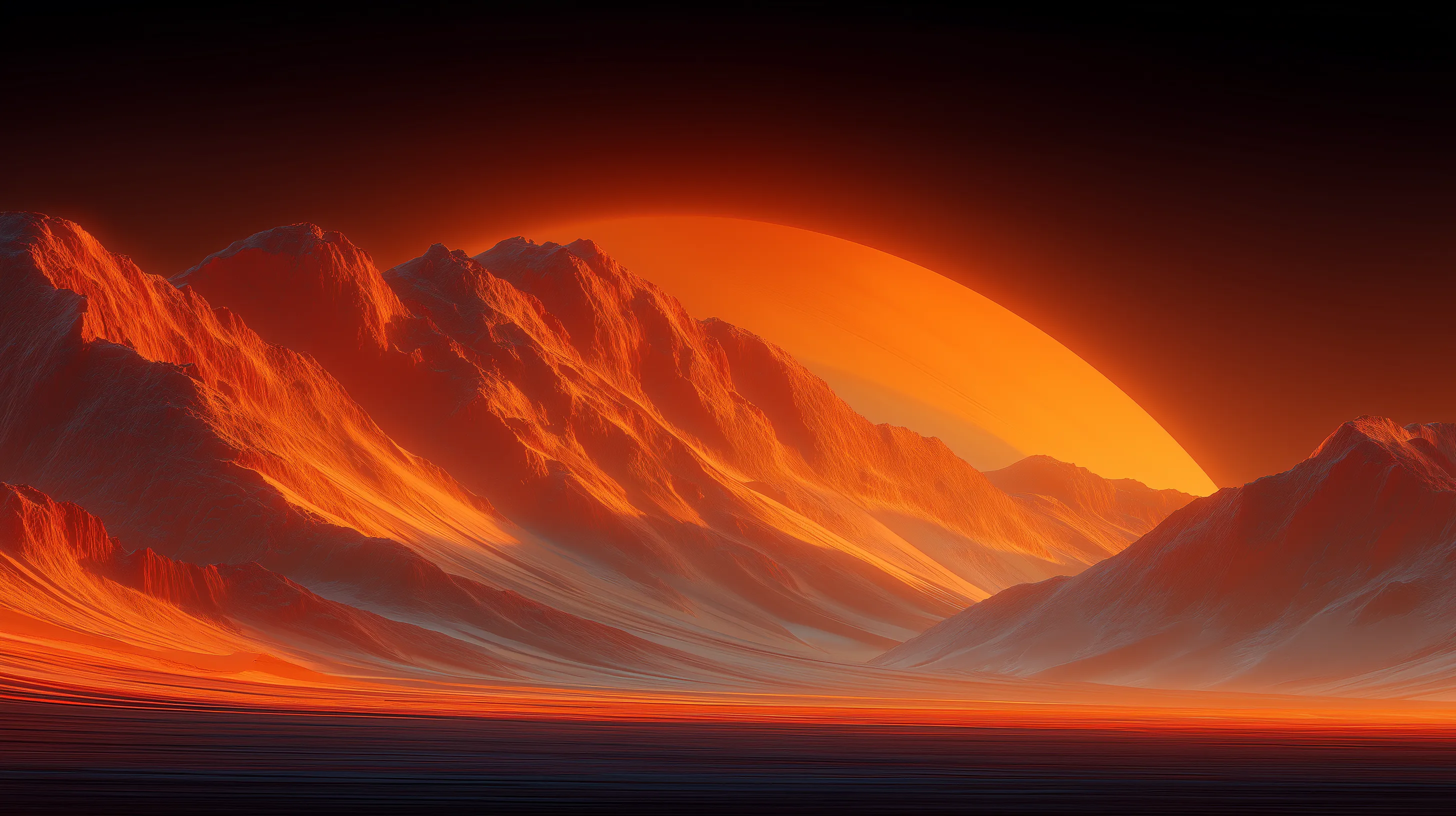 Fiery Alien Mountain Sunset