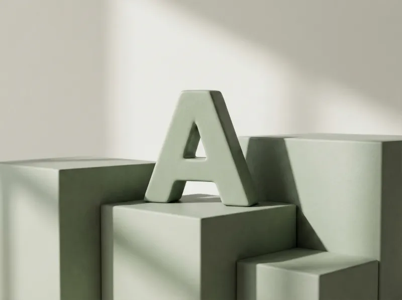 Minimal 3D Letter A on Geometric Blocks