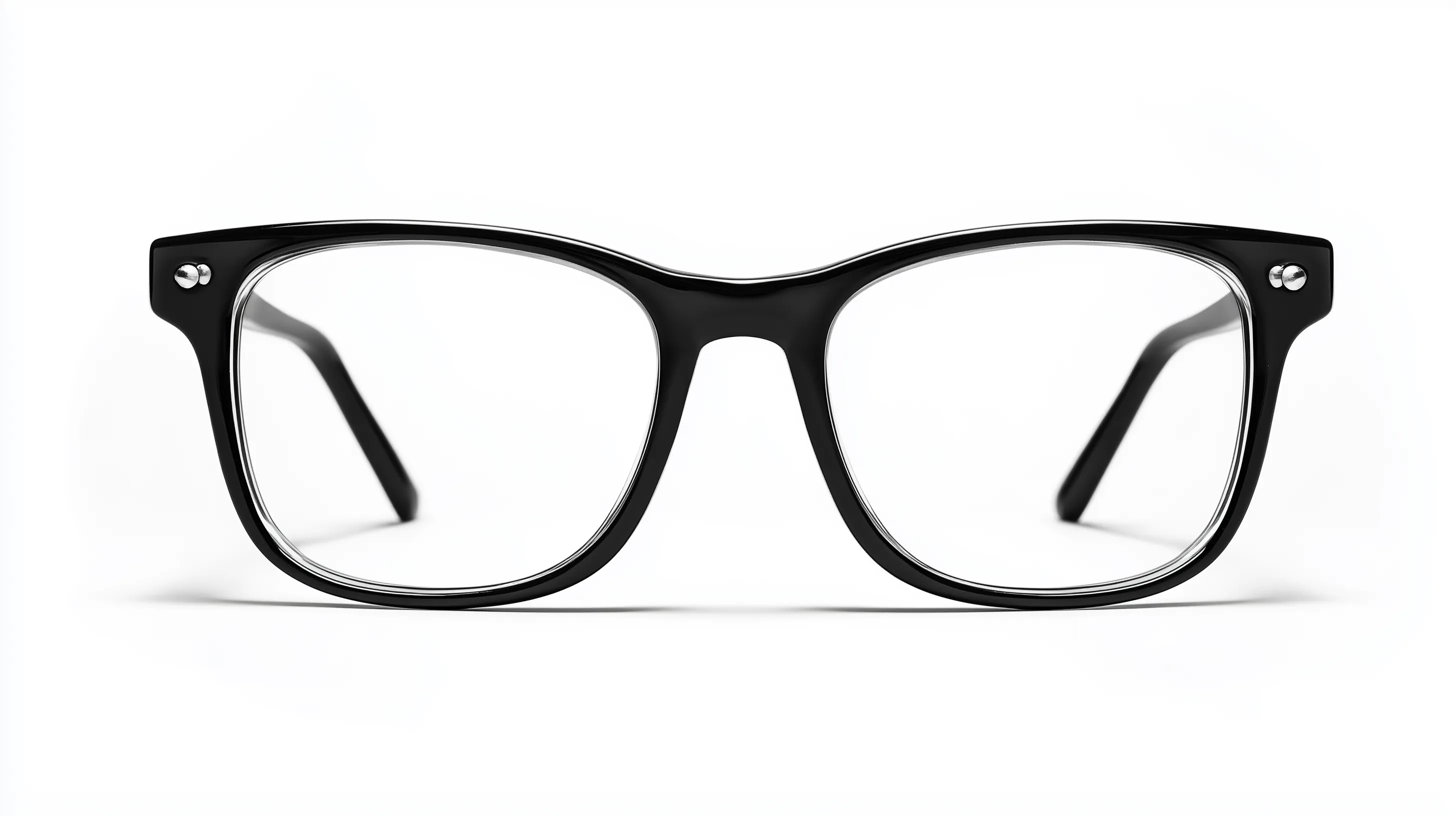 Black eyeglasses on white background